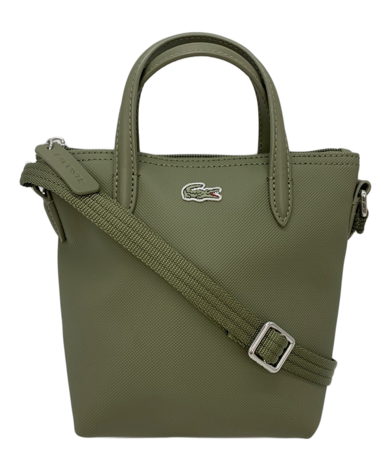 LACOSTE トートバッグ グリーン 2WAY ショルダーストラップ付き 中古・古着通販】LACOSTE (ラコステ) 2WAYミニトート グリーン