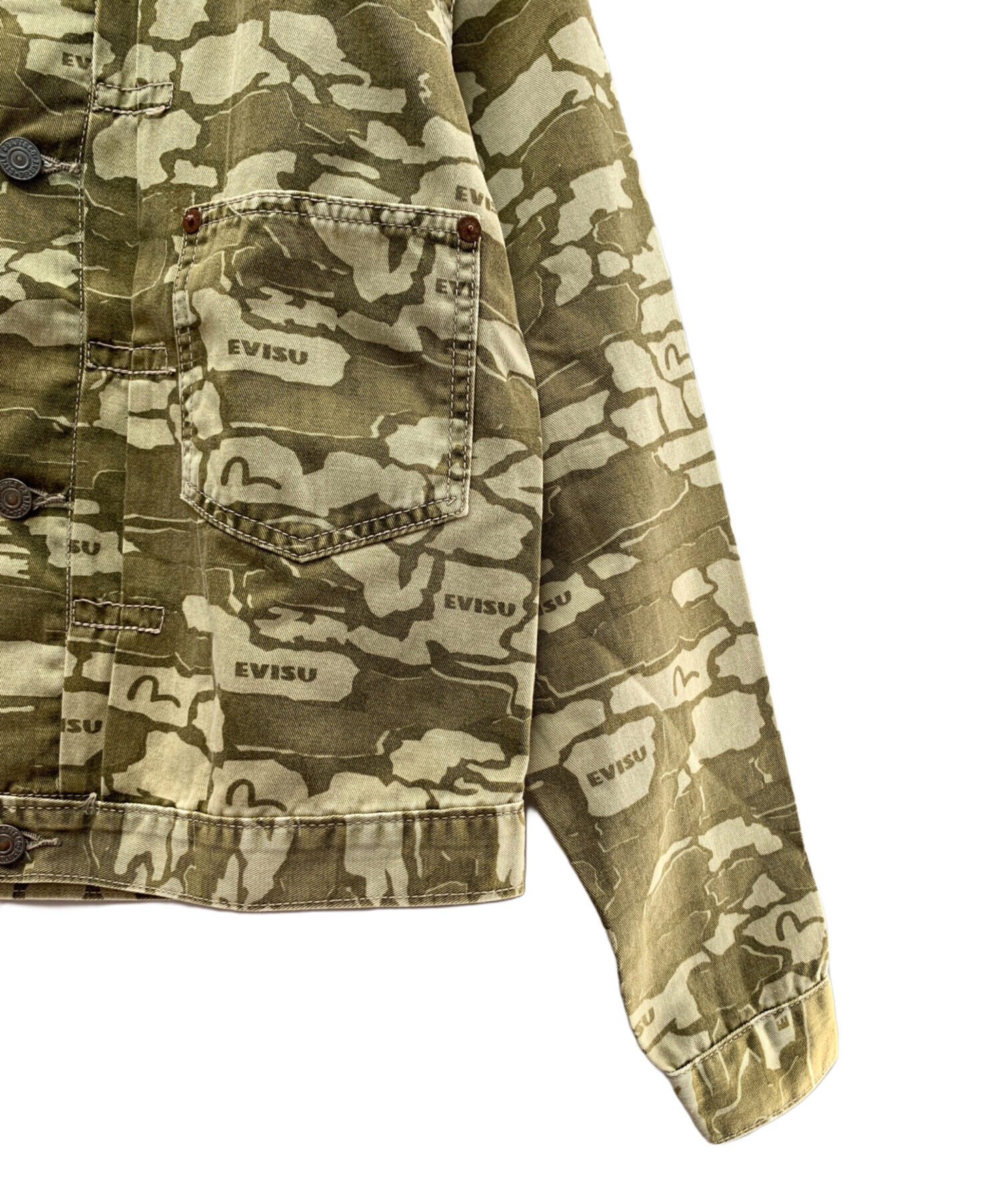 中古・古着通販】EVISU (エヴィス) デニムジャケット カーキ サイズ:38
