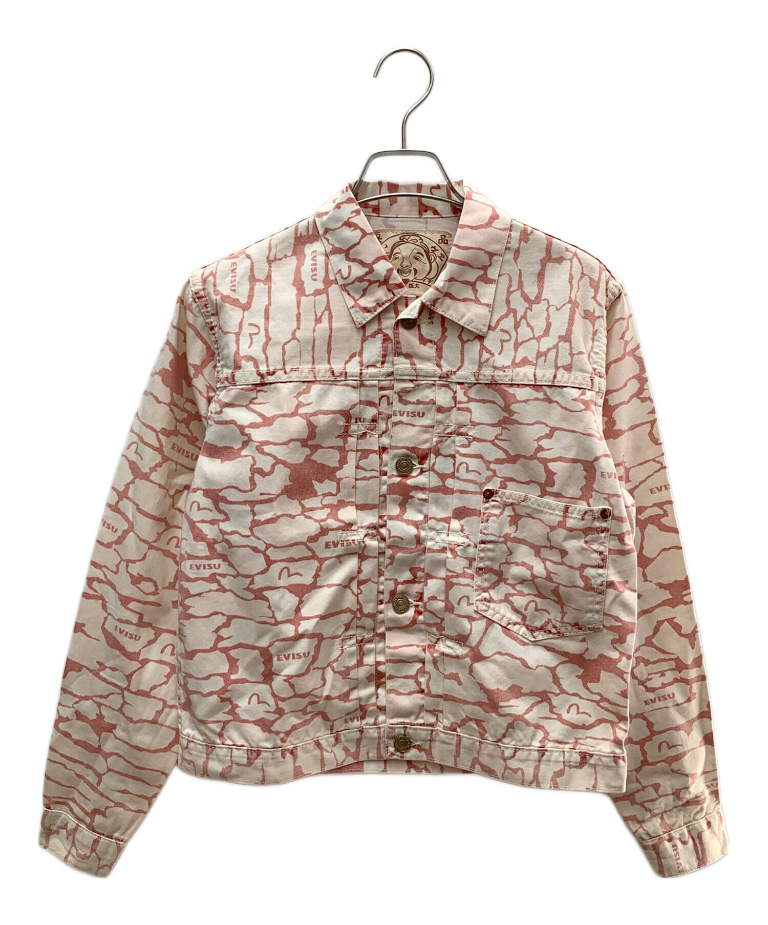 中古・古着通販】EVISU (エヴィス) デニムジャケット ピンク×ホワイト