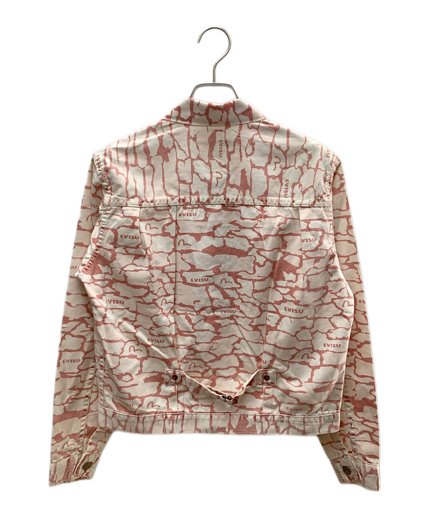 EVISU HERITAGE デニムジャケット ピンク Sサイズ 中古・古着通販】EVISU (エヴィス) デニムジャケット ピンク×ホワイト