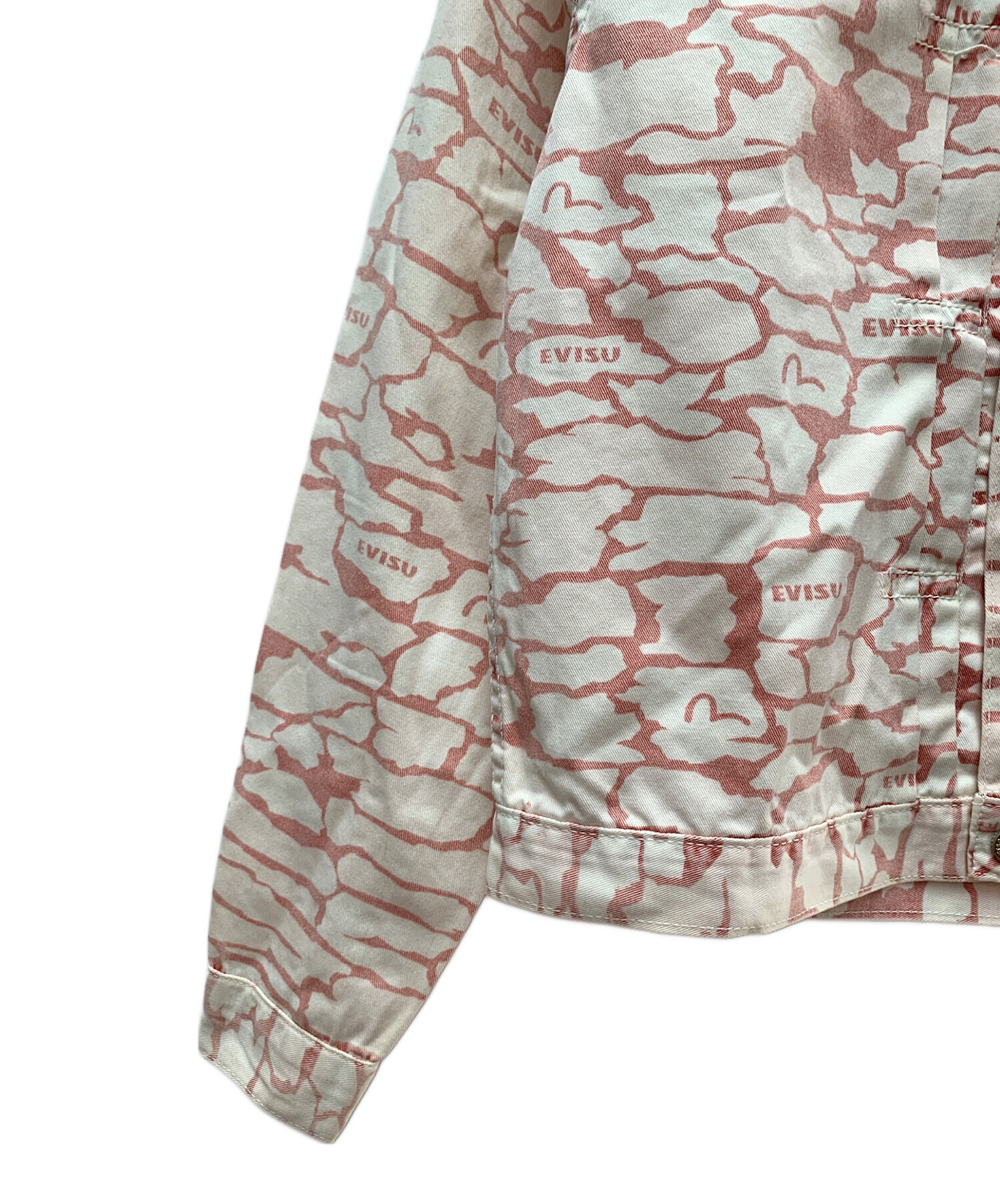 中古・古着通販】EVISU (エヴィス) デニムジャケット ピンク×ホワイト