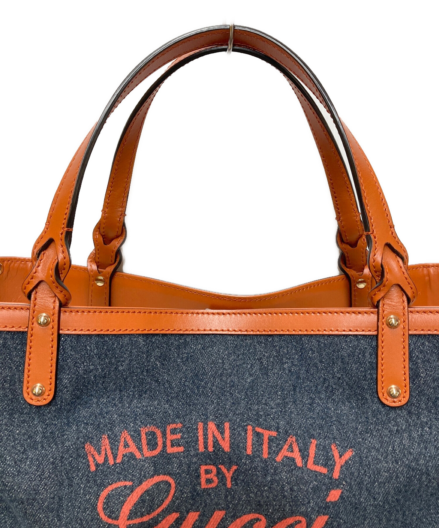 中古・古着通販】GUCCI (グッチ) デニムトートバッグ ネイビー