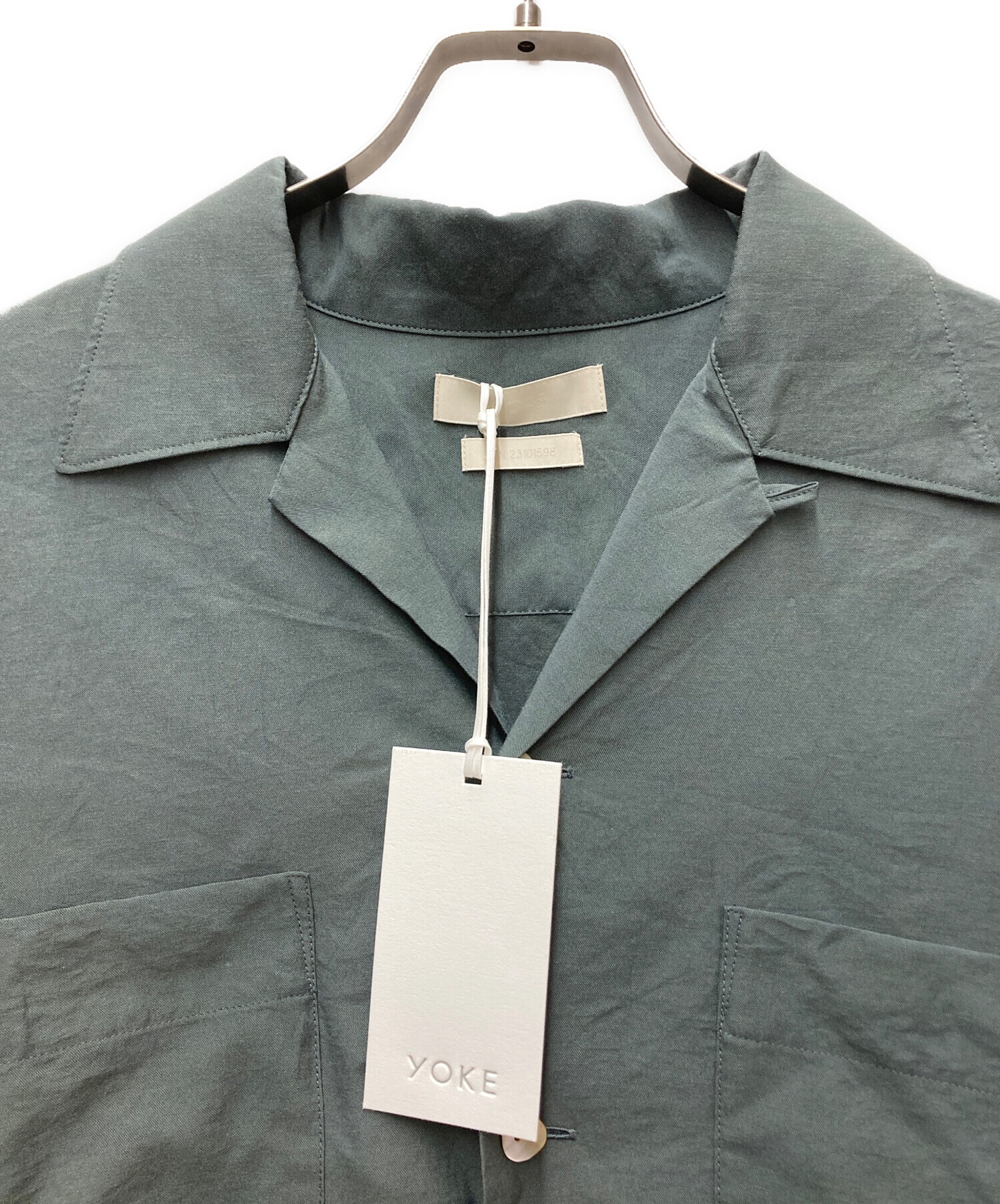 中古・古着通販】YOKE (ヨーク) WIDE FIT OPEN COLLAR SHIRT グリーン 