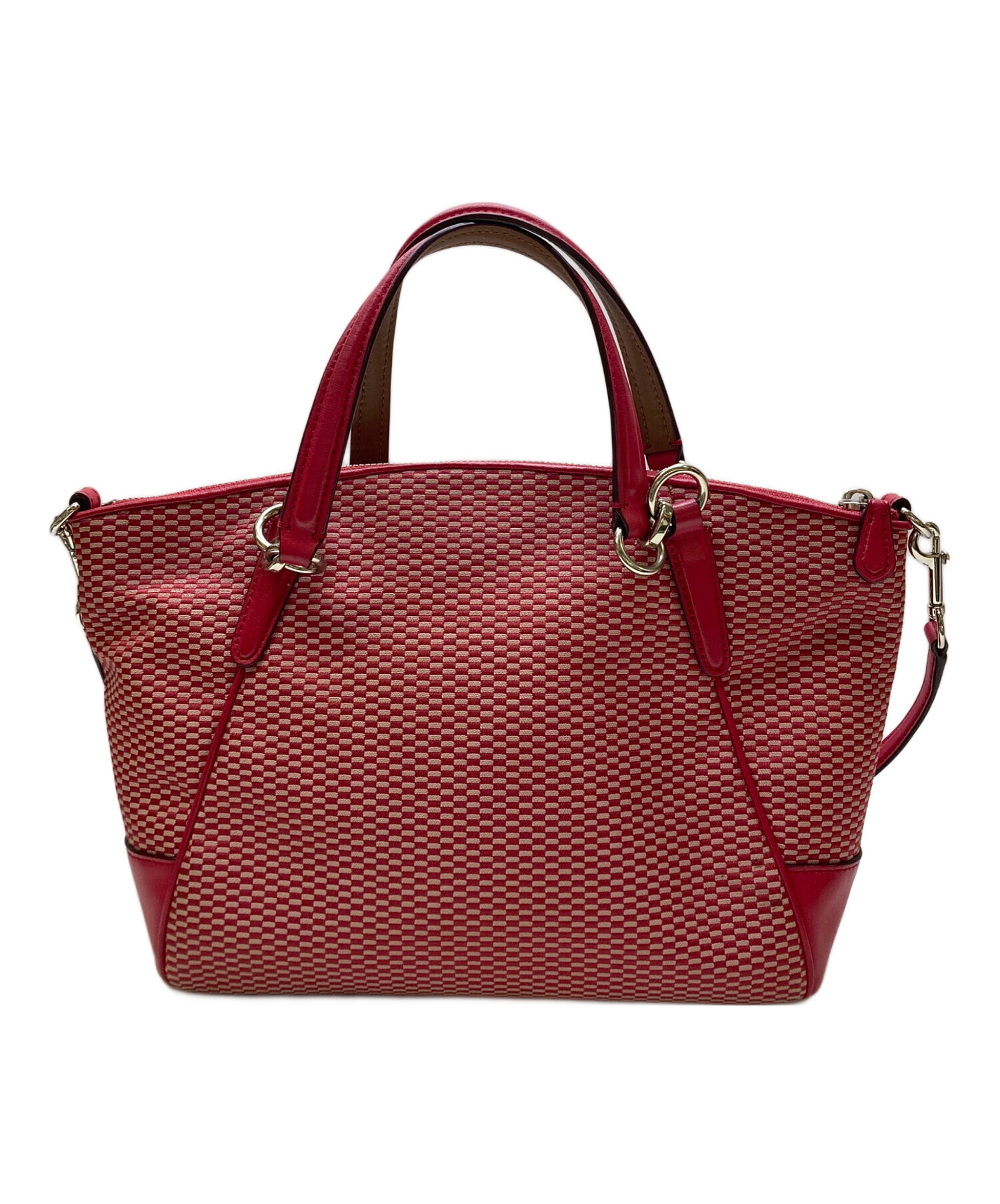 COACH ダークブラウン レッド ハンドバッグ コーチ ハンドバッグ/ショルダーバッグ バッグ レディース