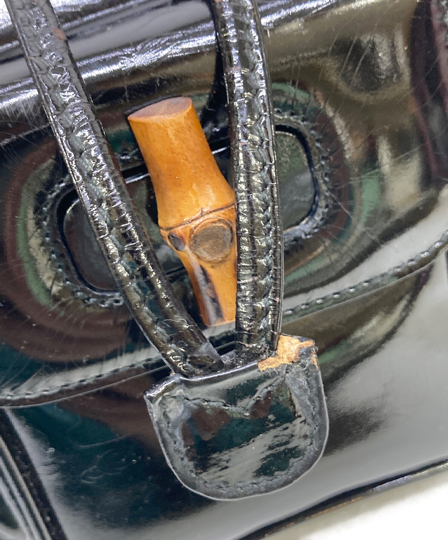 中古・古着通販】GUCCI (グッチ) エナメルミニリュック バンブー