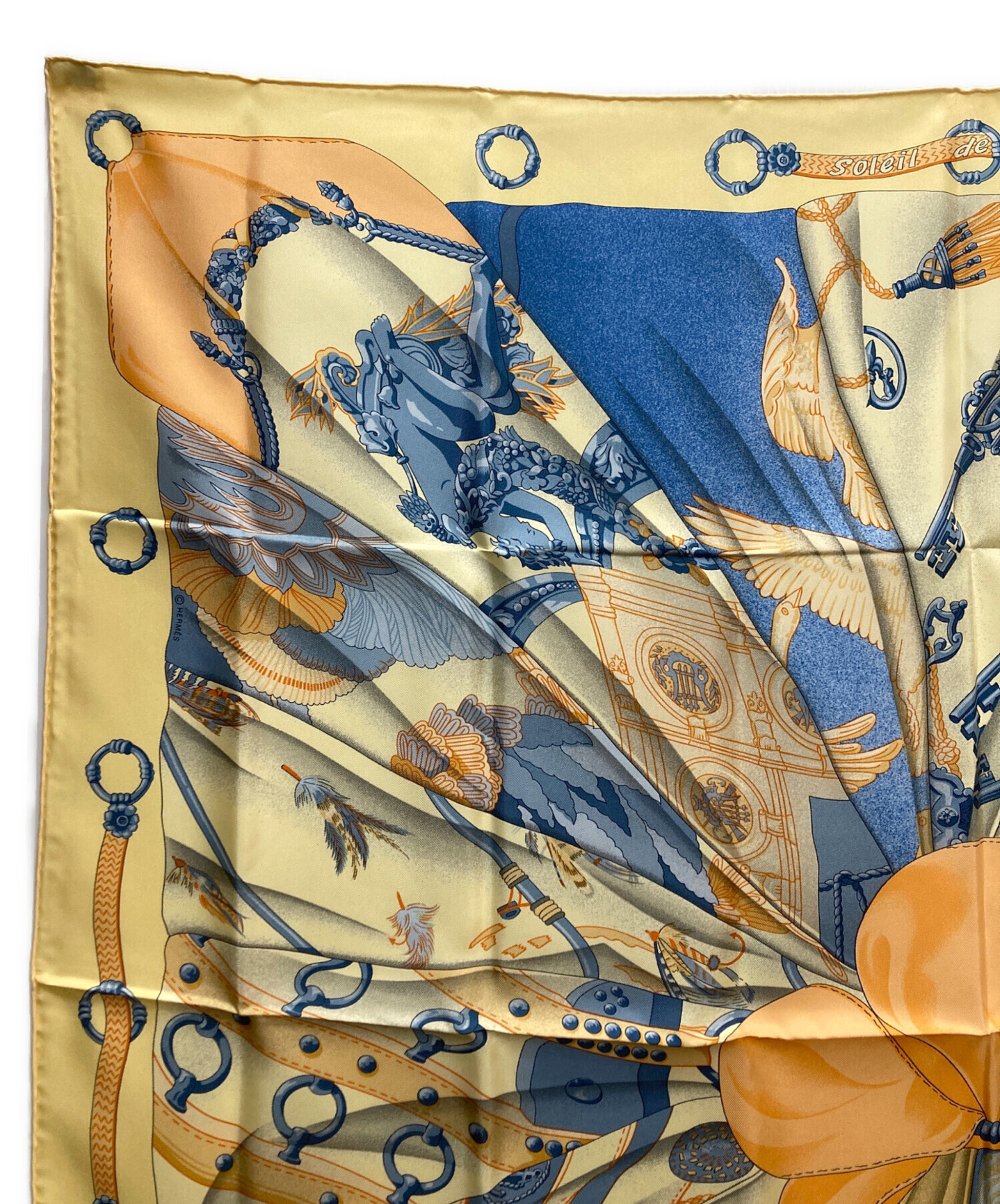 中古・古着通販】HERMES (エルメス) カレ90 SOLEIL DE SOIE ベージュ  