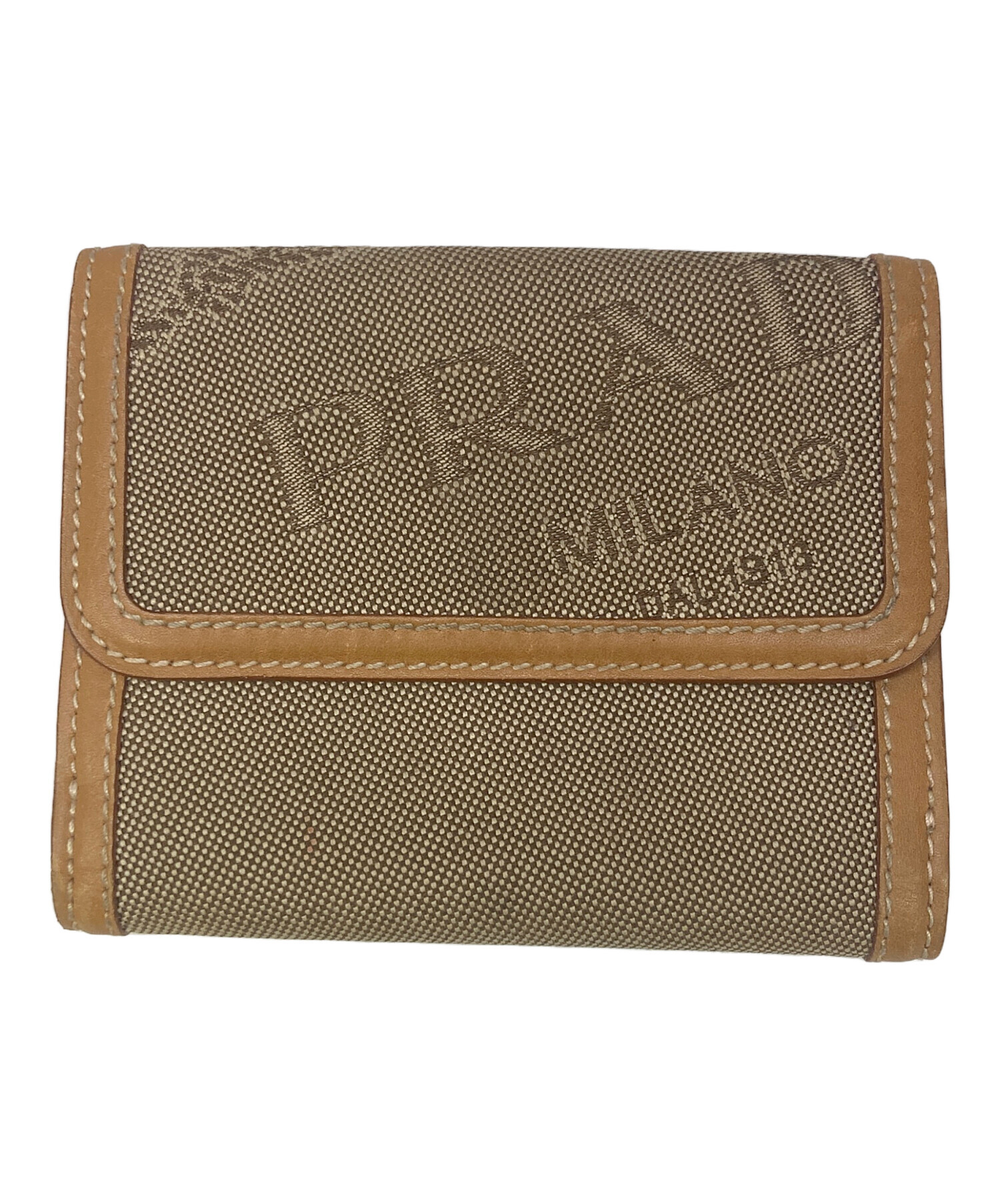 PRADA プラダ ロゴジャガード 二つ折り財布 ベージュ/ブラウン