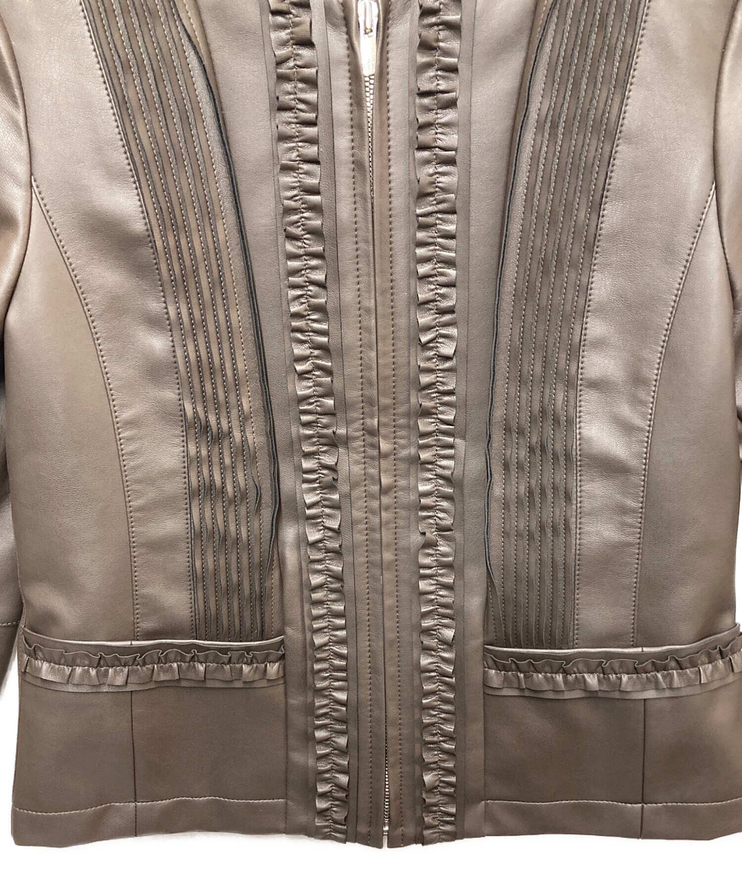 中古・古着通販】Sov. (ソブ) フェイクレザーノーカラージャケット