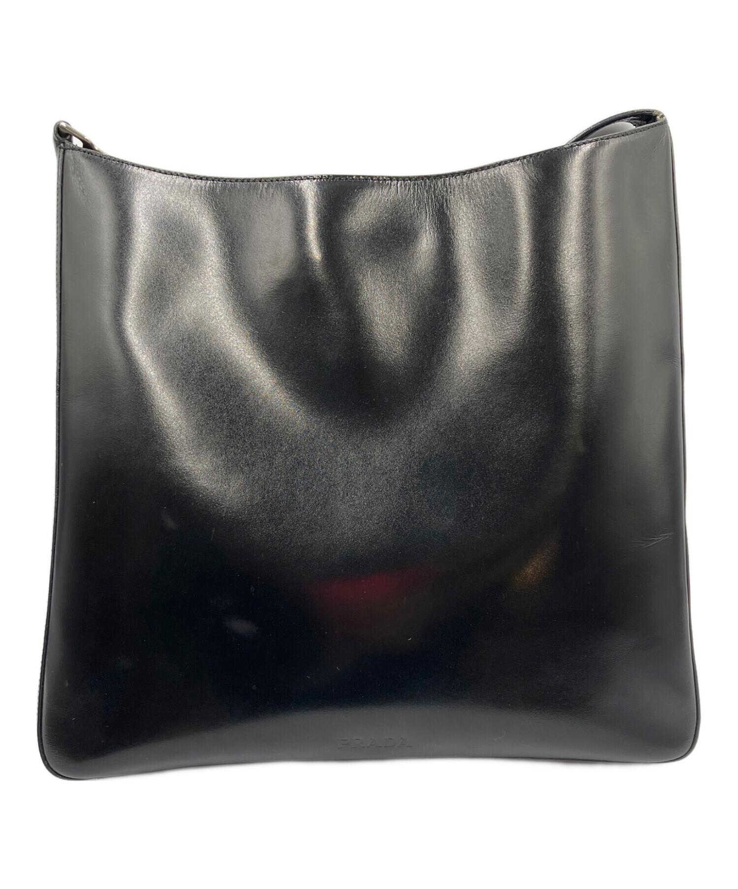 中古・古着通販】PRADA (プラダ) レザーショルダーバッグ ブラック