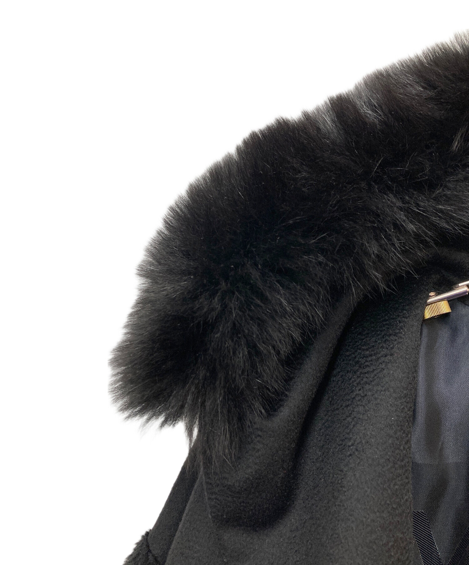 MaxMara studio黒 ファー切替コート 中古・古着通販】Max Mara Studio (マックスマーラ ストゥディオ) ボア