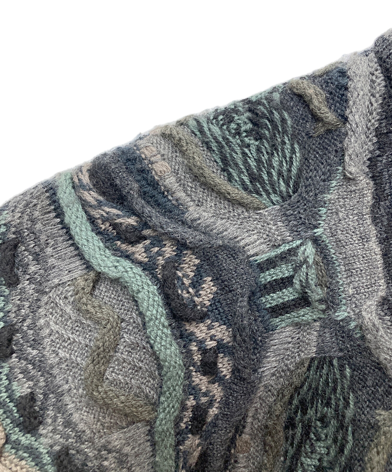 中古・古着通販】Coogi (クージー) 3Dニット グレー×グリーン サイズ:S