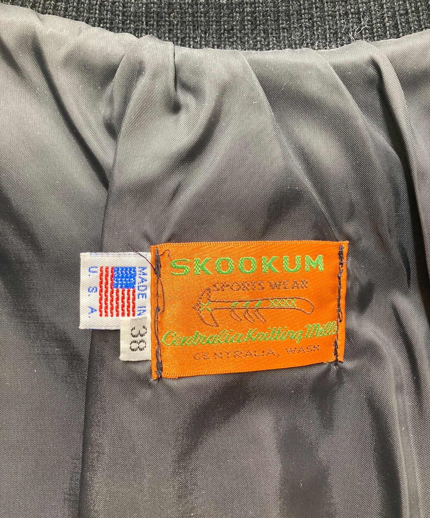 中古・古着通販】skookum (スクーカム) 袖レザー切替スタジャン グレー