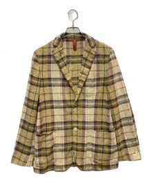 901519 未使用品 ernesto エルネスト シルクヘリンボーンジャケット 48 定価140000円+税 グリーン×ワイン ビームス取扱い 5WHA ernesto／エルネスト｜guji outlet(グジ アウトレット)