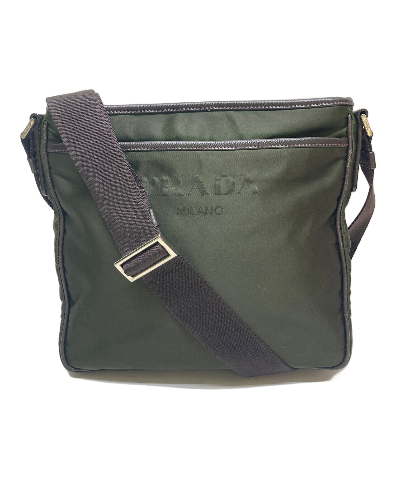 中古・古着通販】PRADA (プラダ) ナイロンショルダーバッグ グリーン
