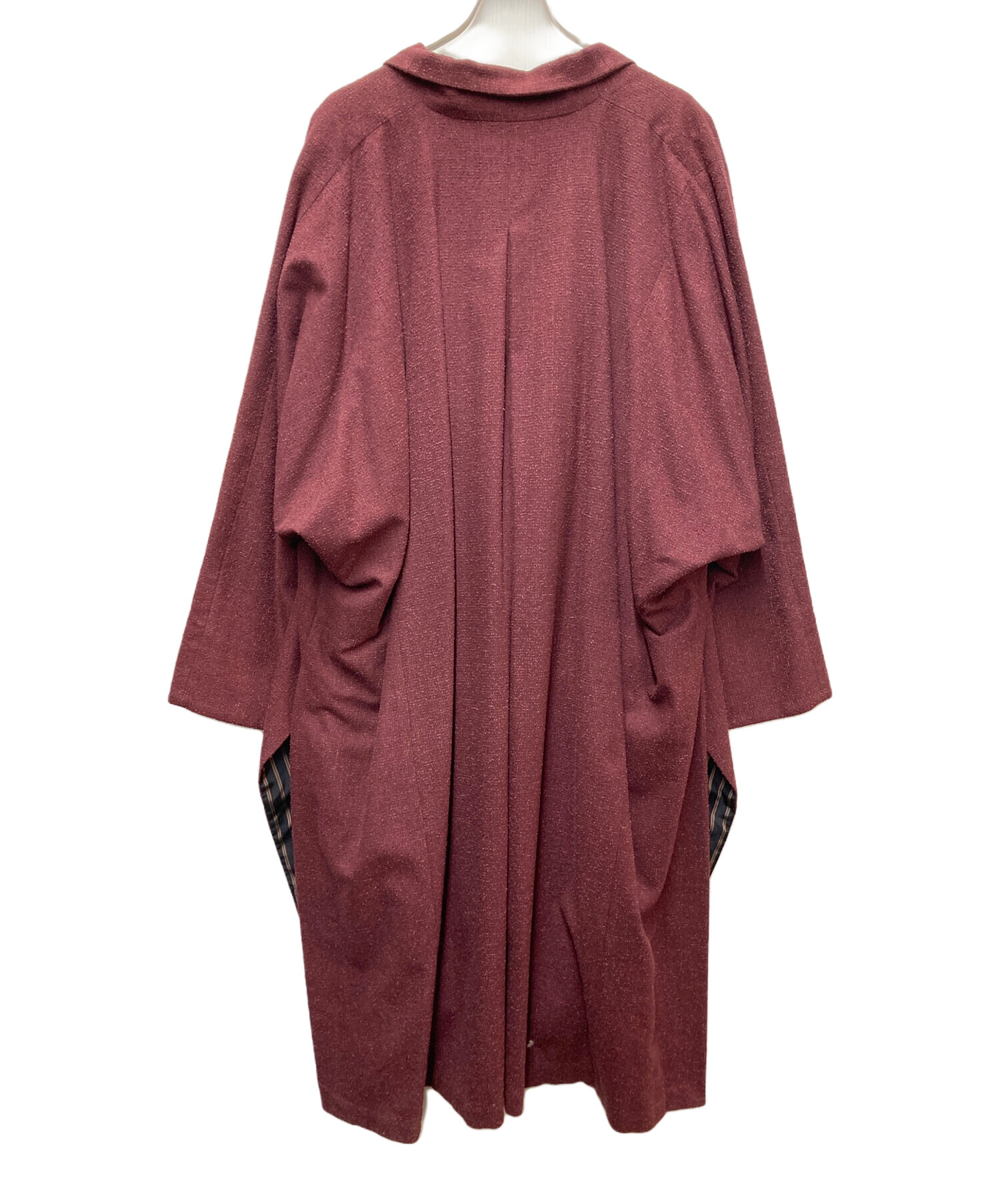 タグあり YANTOR 17AW コート ワインレッド yantor ヤントル 中古・古着通販】YANTOR (ヤントル) ブークレウールスリットコート