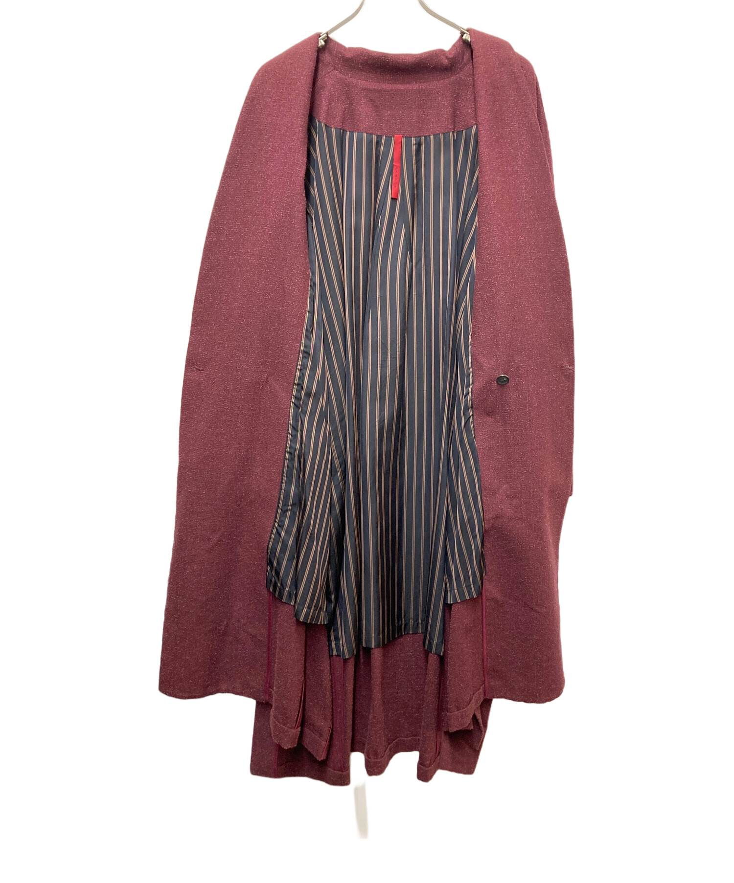 タグあり YANTOR 17AW コート ワインレッド yantor ヤントル 中古・古着通販】YANTOR (ヤントル) ブークレウールスリットコート