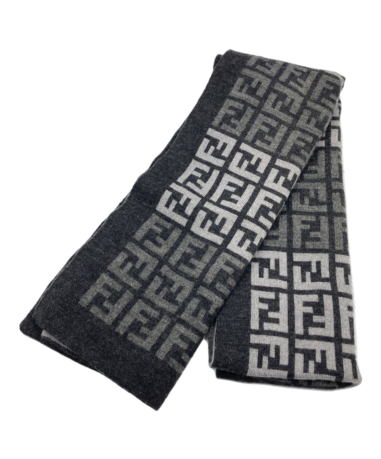 FENDI グレー ブラック マフラー FENDI フェンディ チェック柄マフラー