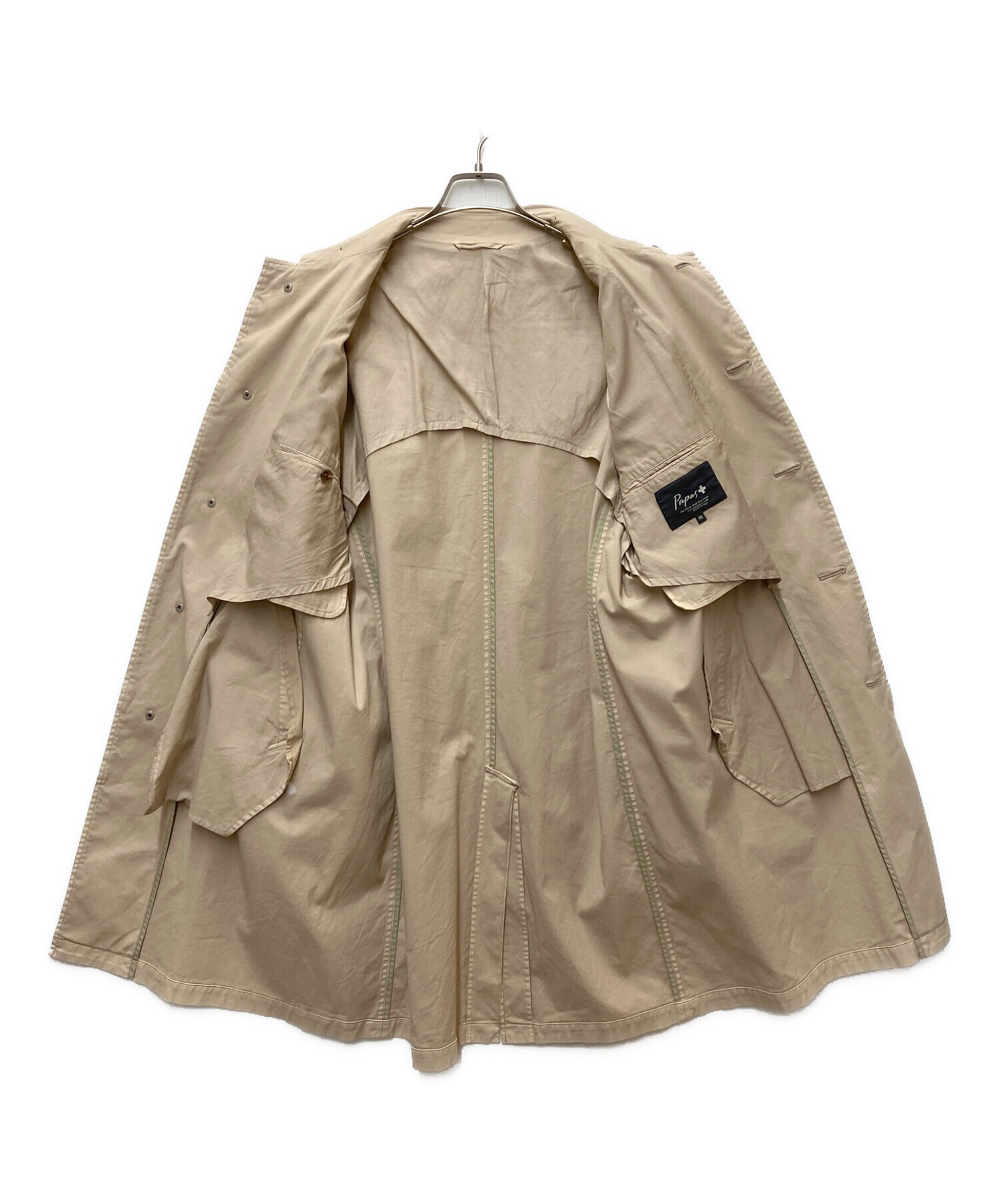 papas パパス ステンカラーコート ライナー付 M 現行モデル ベージュ系 中古・古着通販】PAPAS (パパス) ステンカラーコート ベージュ サイズ