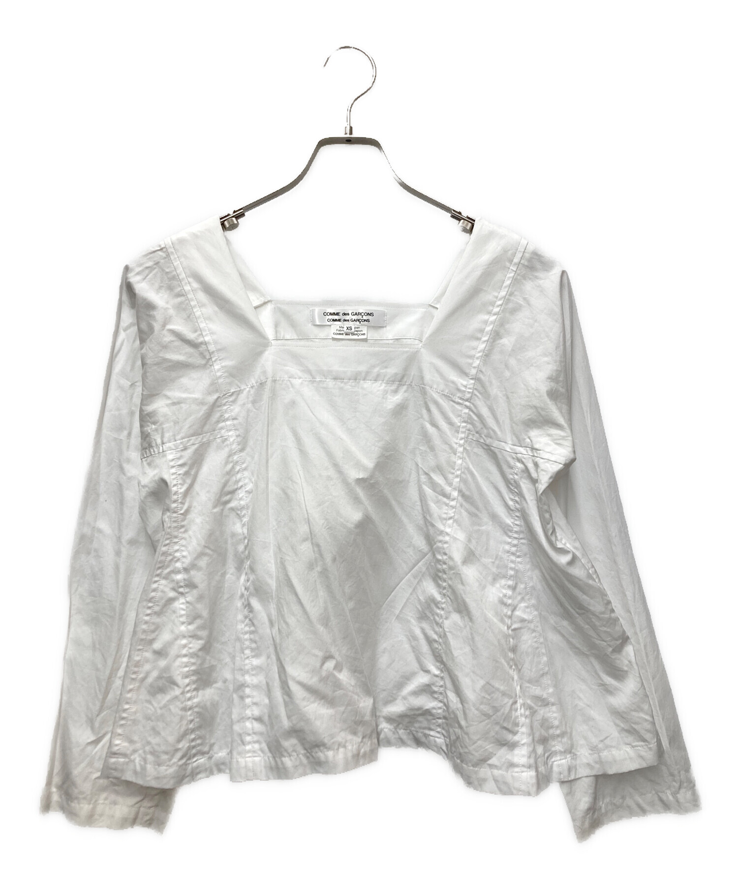 美品✨コムデギャルソン コットン ハイネックギャザーブラウス XS ホワイト 中古・古着通販】COMME des GARCONS COMME des GARCONS