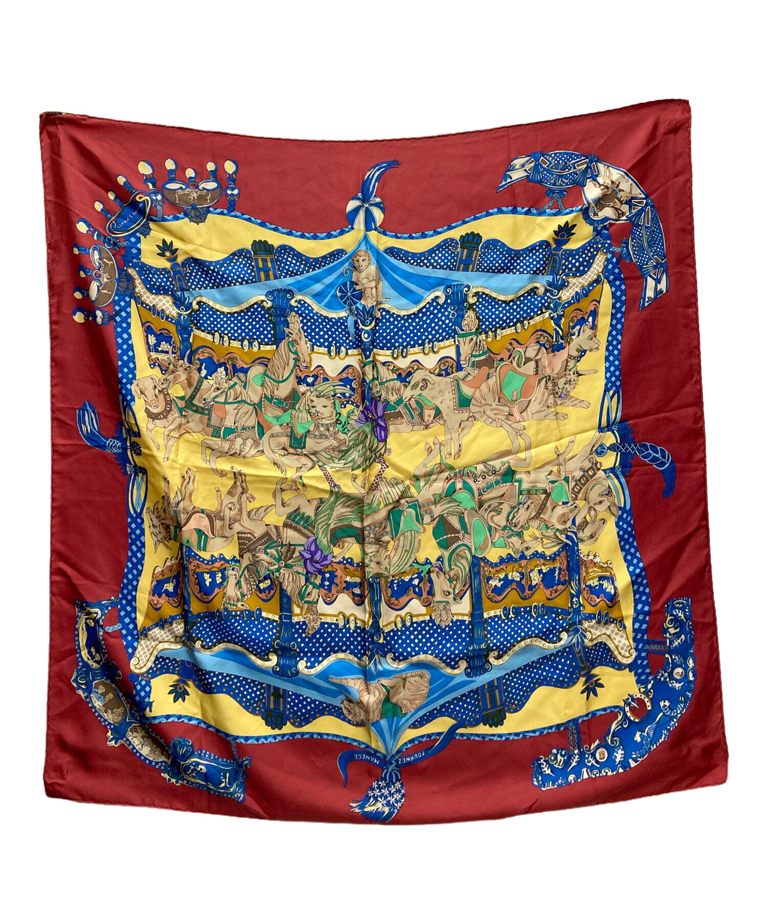 中古・古着通販】HERMES (エルメス) カレ90 TOURNEZ MANEGE レッド