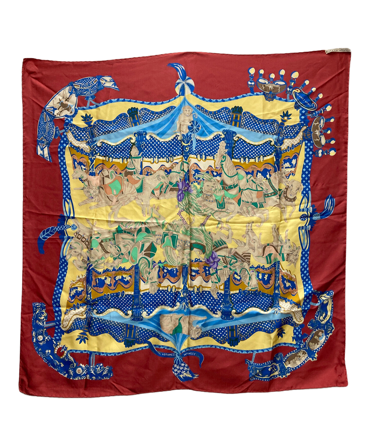 中古・古着通販】HERMES (エルメス) カレ90 TOURNEZ MANEGE レッド