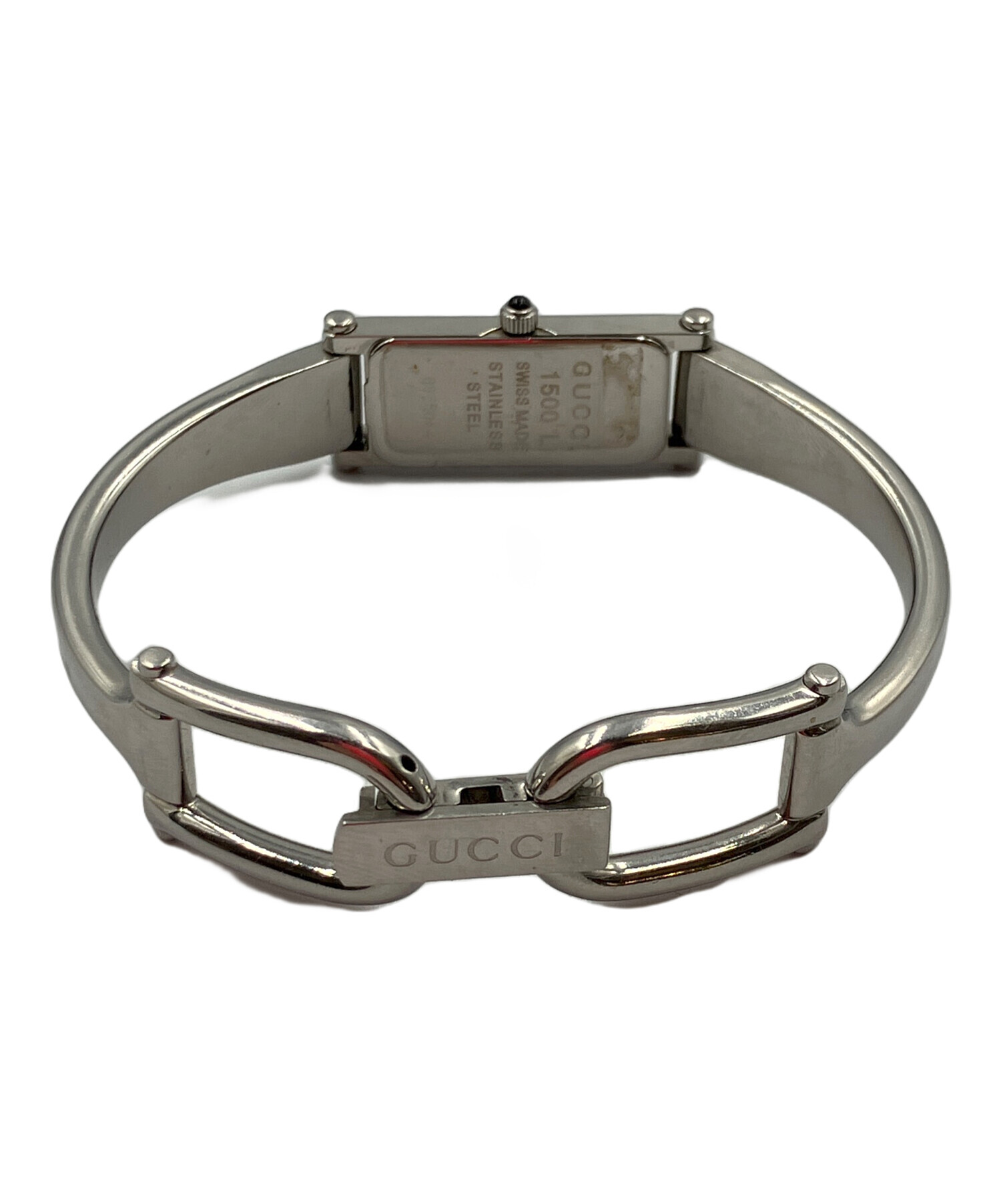 【未使用】GUCCI ブラック×シルバー スクエアスリムウォッチ 中古・古着通販】GUCCI (グッチ) 腕時計 スクエア文字盤 ブラック