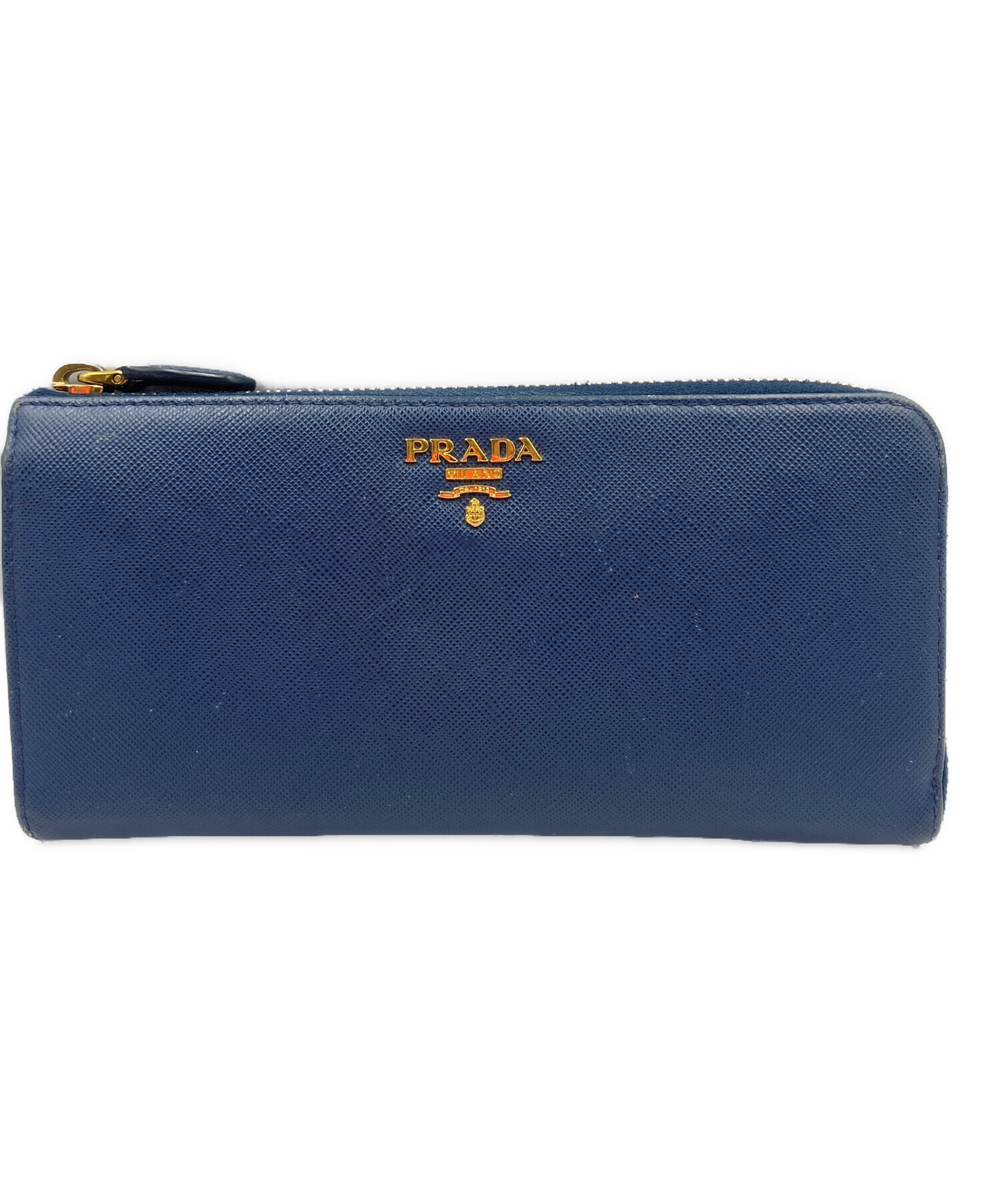 PRADA 青 長財布 ファスナー付き 中古・古着通販】PRADA (プラダ) L字ファスナー長財布 ブルー