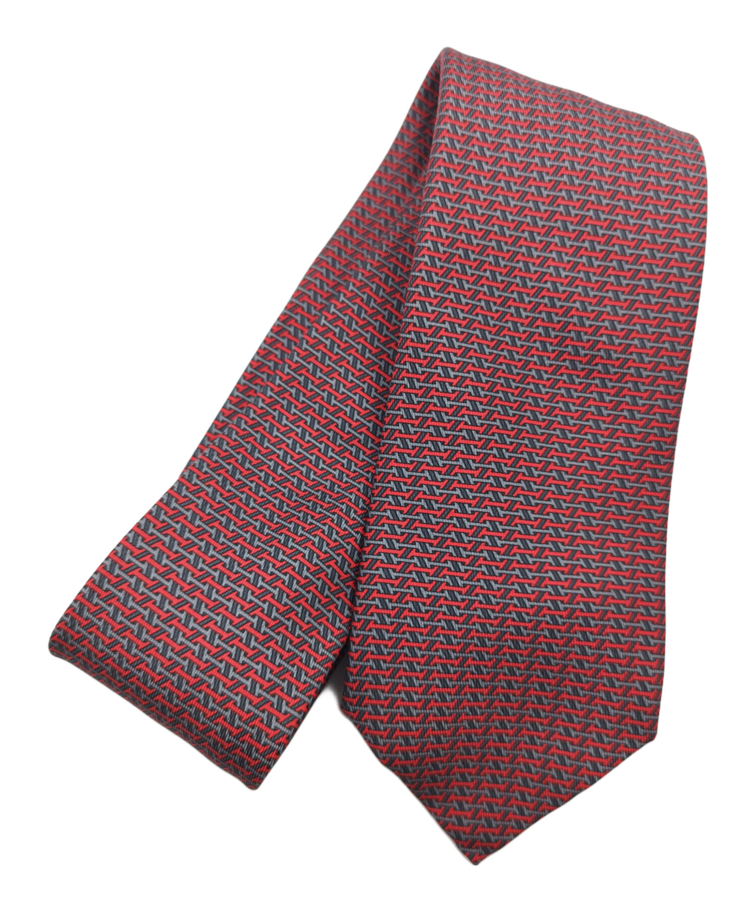 中古・古着通販】HERMES (エルメス) シルクネクタイ グレー×レッド