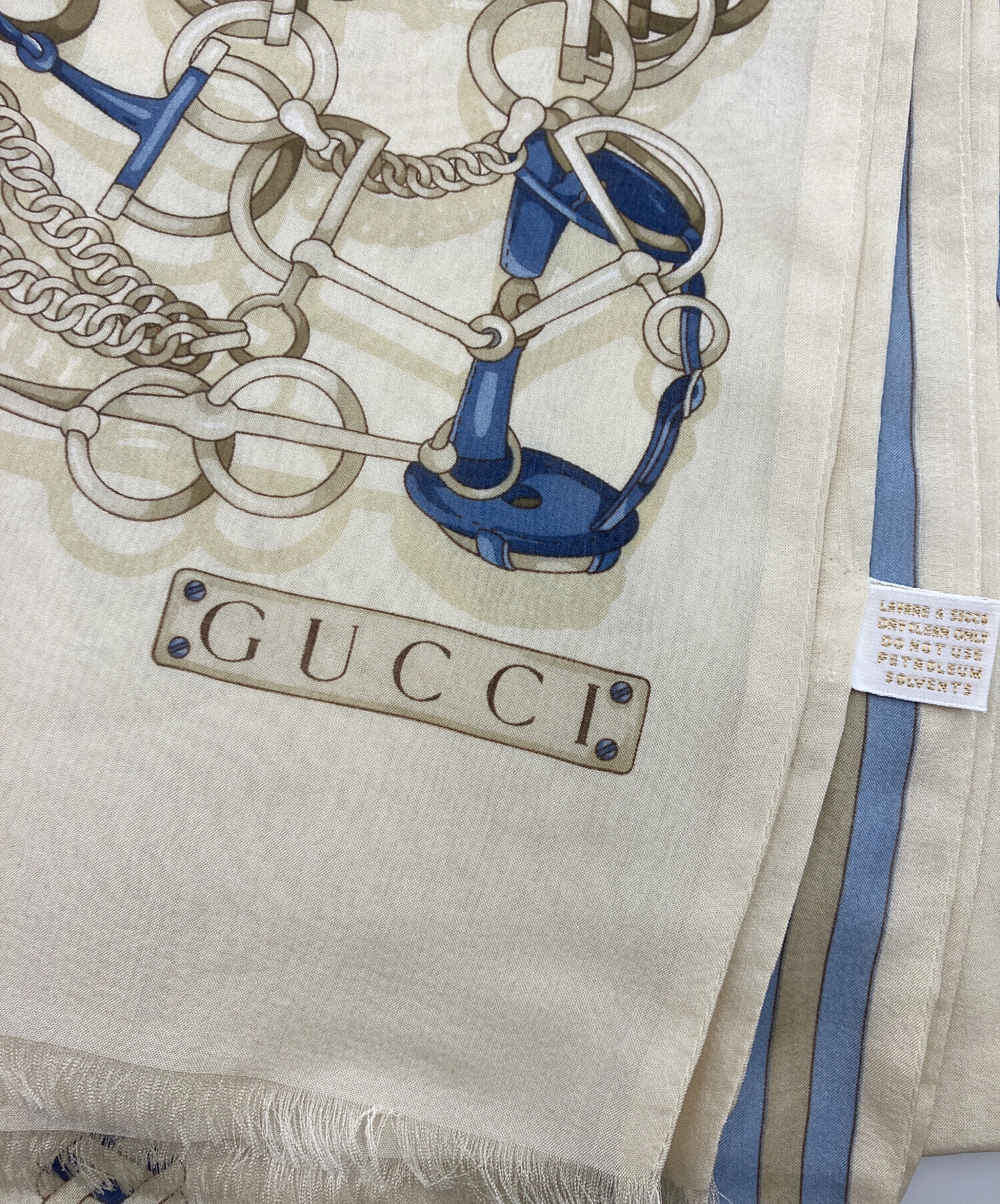 中古・古着通販】GUCCI (グッチ) ストール ベージュ×ブルー｜ブランド