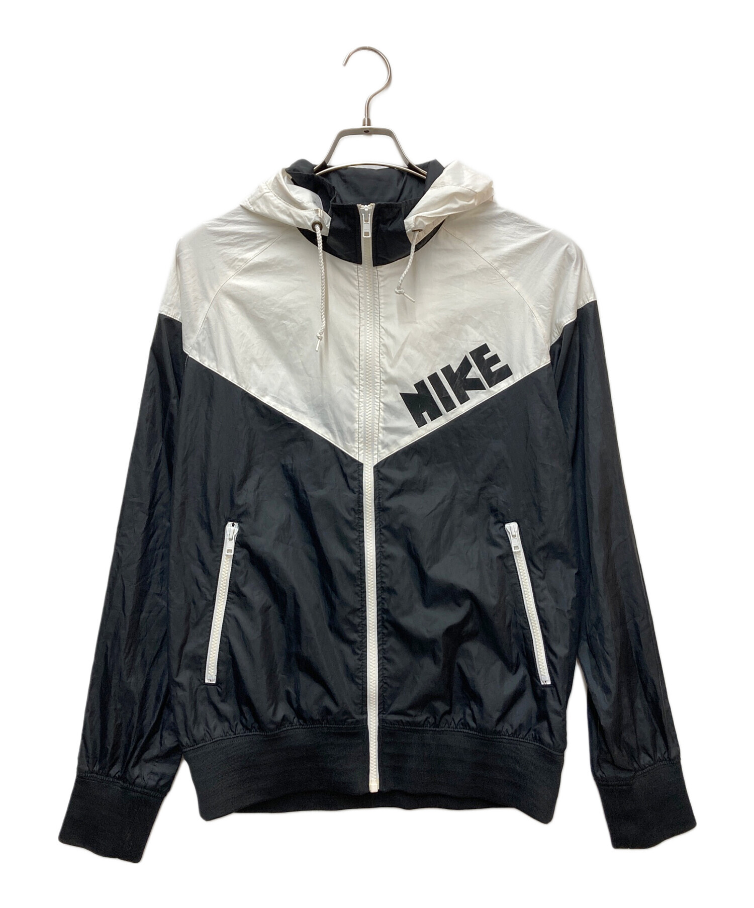 中古・古着通販】NIKE (ナイキ) ナイロンジャケット ブラック×ホワイト 