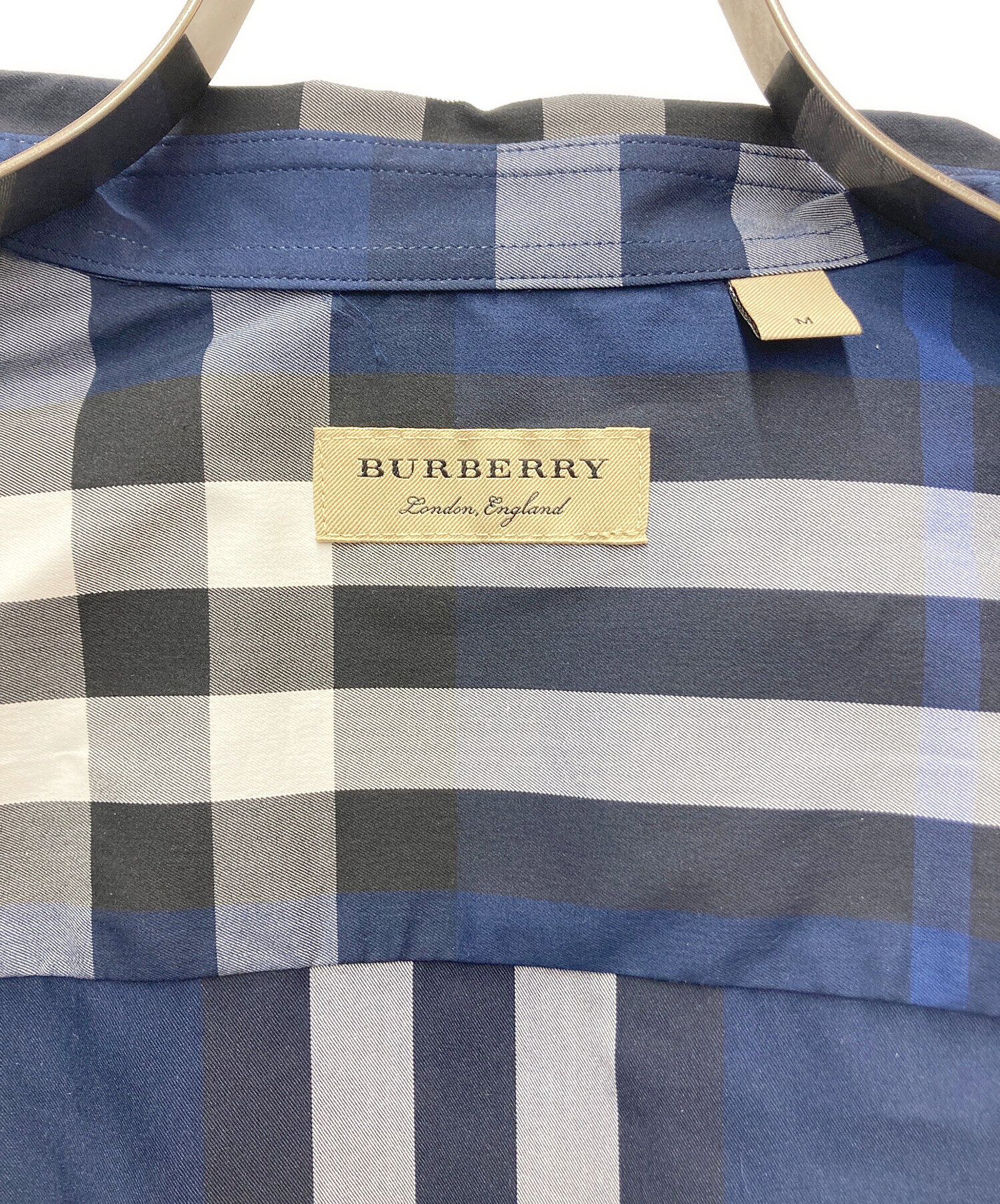 中古・古着通販】BURBERRY (バーバリー) 長袖シャツ ネイビー サイズ:M 