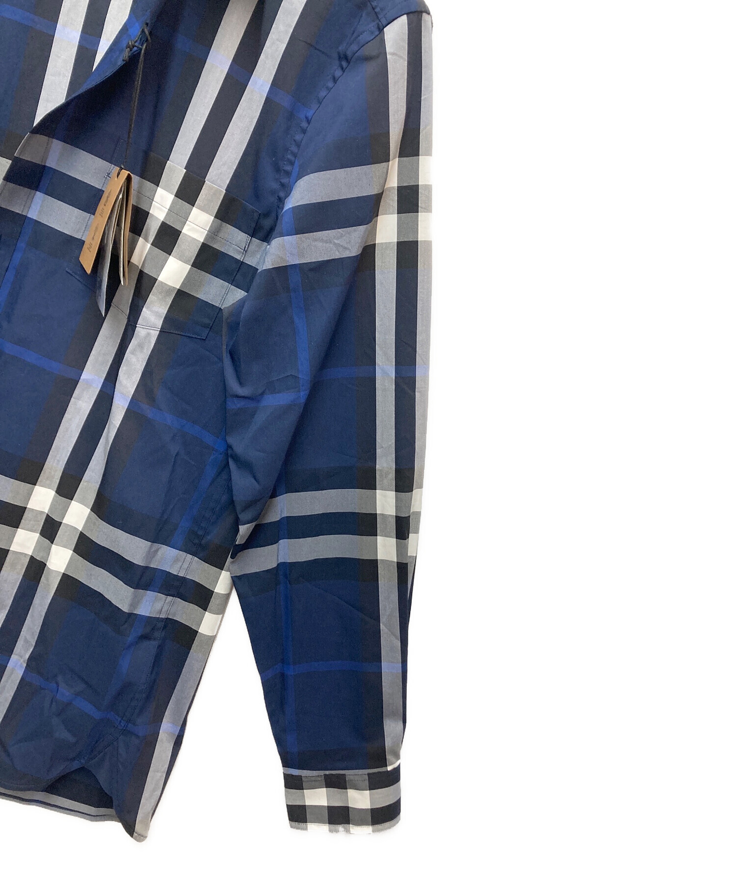 中古・古着通販】BURBERRY (バーバリー) 長袖シャツ ネイビー サイズ:M 
