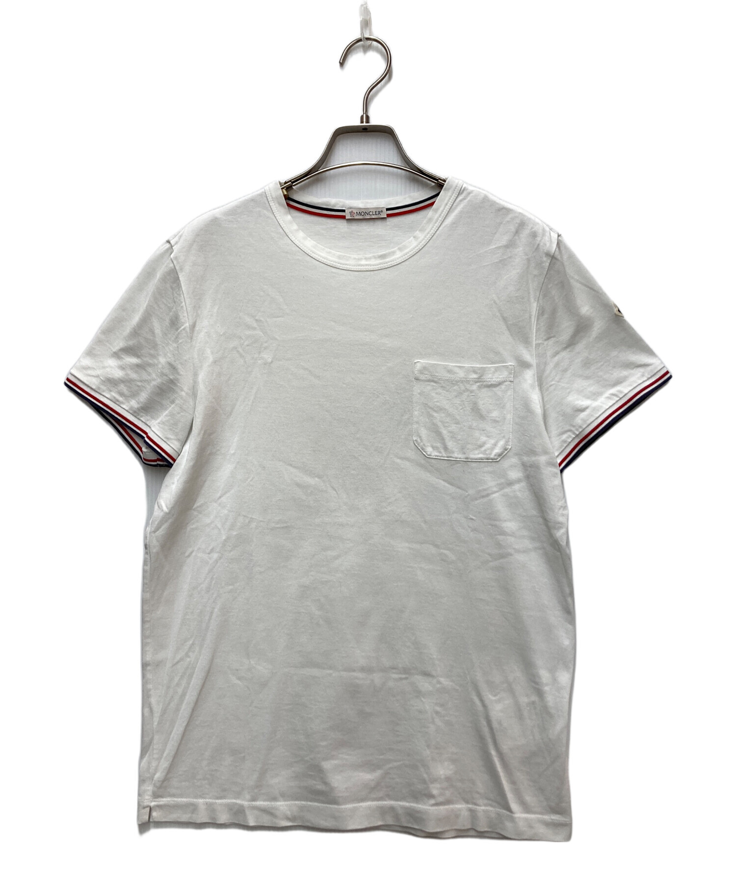 セール 激安オンライン MONCLER ホワイト Tシャツ ポケット付き 【公式