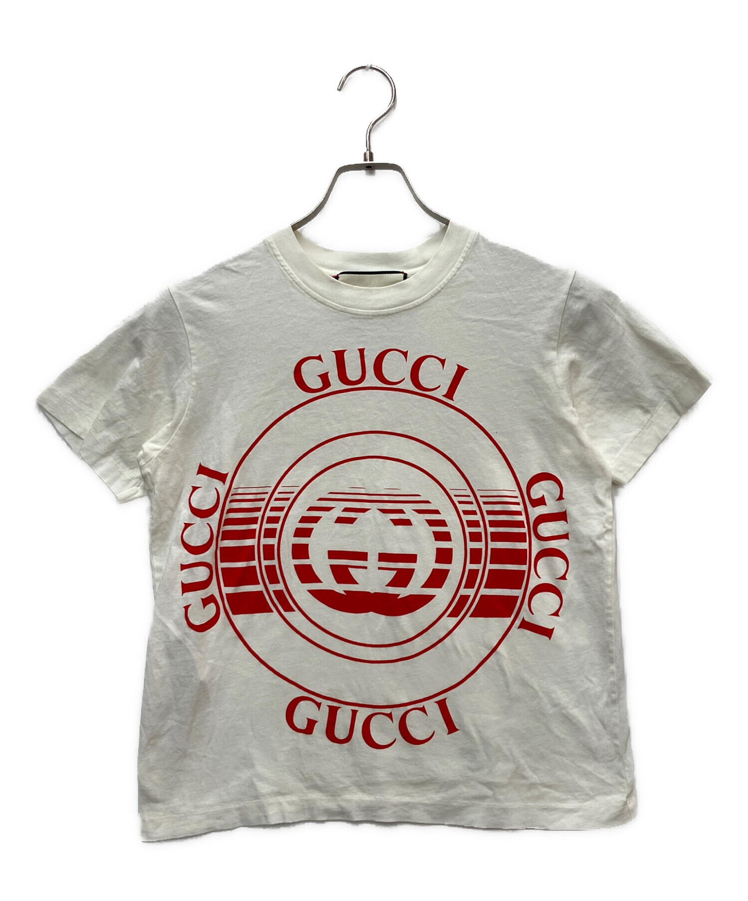 中古・古着通販】GUCCI (グッチ) プリントTシャツ ホワイト×レッド
