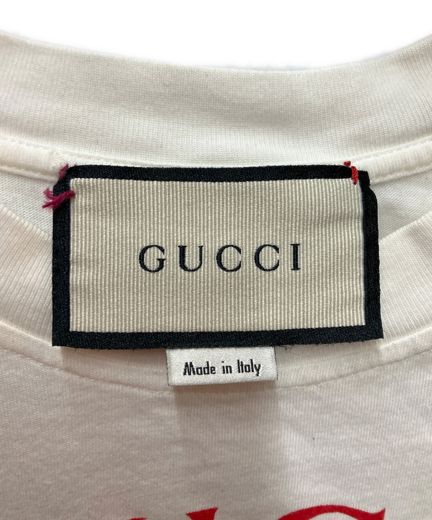 中古・古着通販】GUCCI (グッチ) プリントTシャツ ホワイト×レッド
