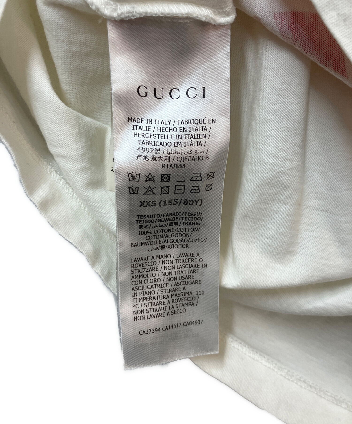 中古・古着通販】GUCCI (グッチ) プリントTシャツ ホワイト×レッド