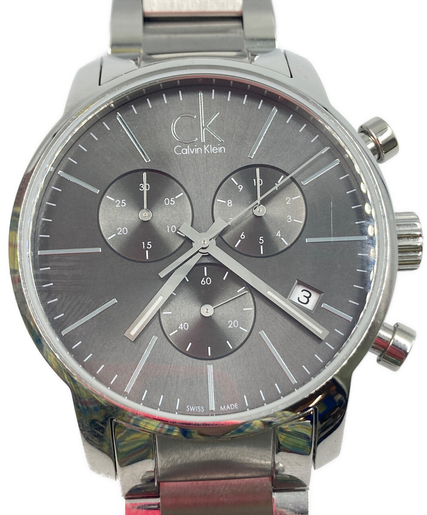 CK. カルバンクライン クロノグラフ　クォーツ　稼働中 中古・古着通販】Calvin Klein (カルバンクライン) クロノグラフ