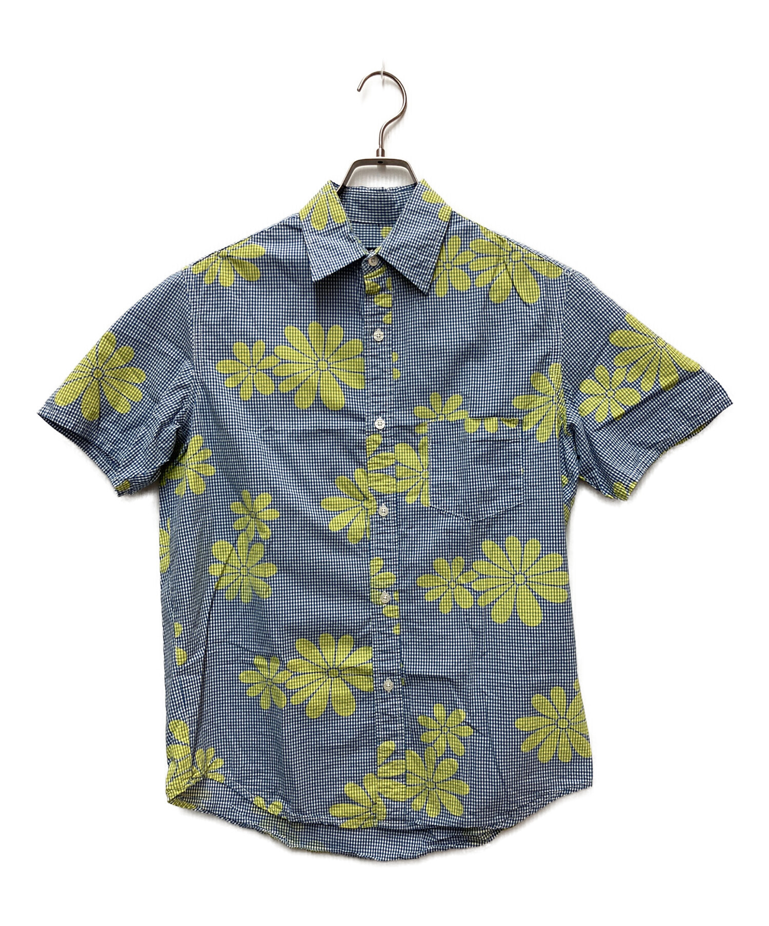 古着 stussy 半袖シャツ シアサッカー ステューシー ストリート 中古・古着通販】stussy (ステューシー) 半袖シャツ ブルー×イエロー