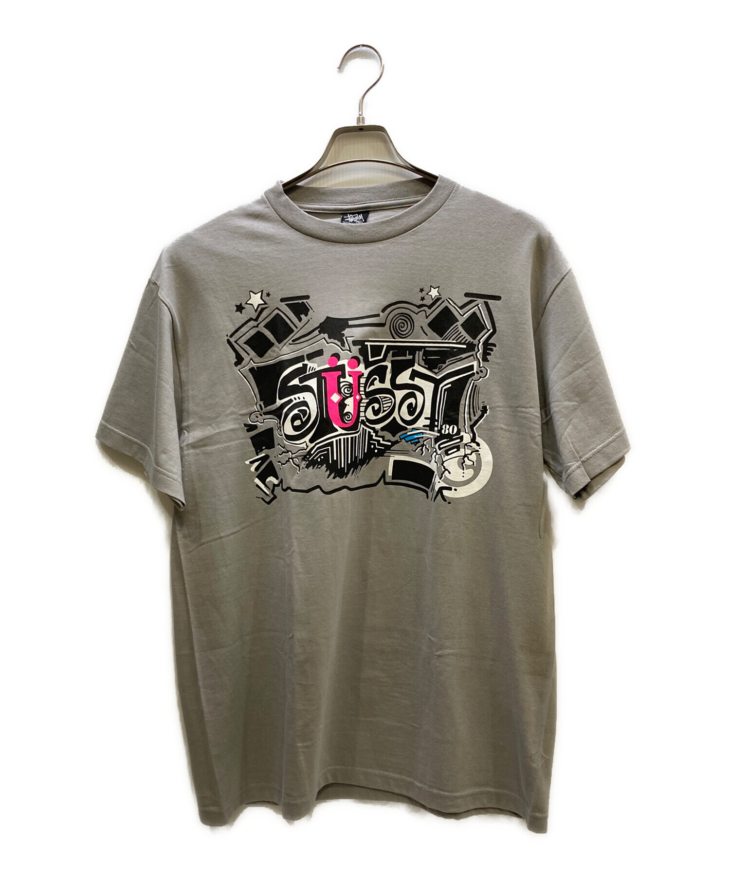 stüssy ロゴプリント Tシャツ グレー　XSサイズ 中古・古着通販】stussy (ステューシー) プリントTシャツ グレー