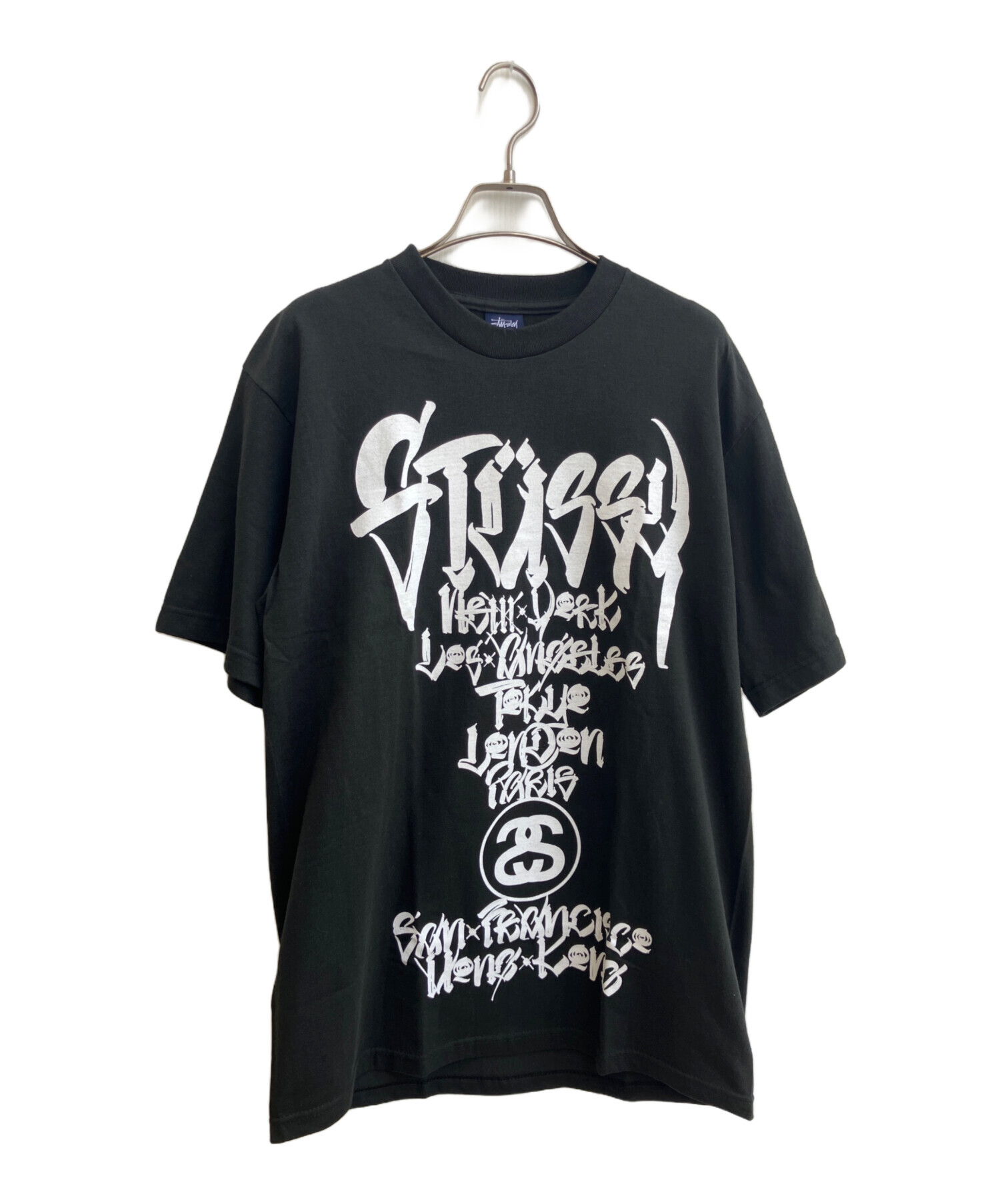 STUSSY ステューシー カジュアルシャツ M 黒 【古着】【中古】【送料無料】 中古・古着通販】stussy (ステューシー) プリントTシャツ ブラック