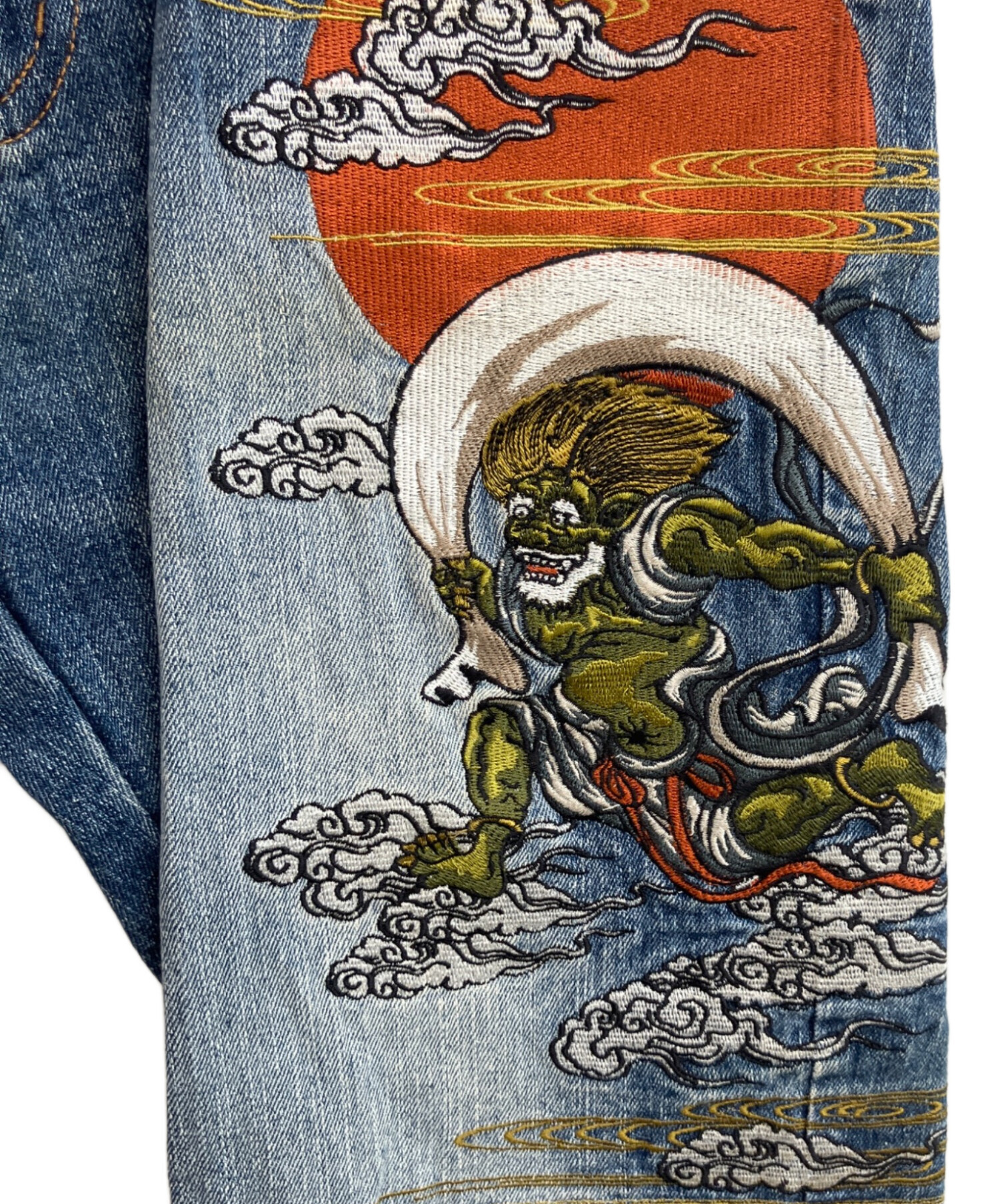 中古・古着通販】花鳥風月 (カチョウフウゲツ) 風神雷神刺繍デニム