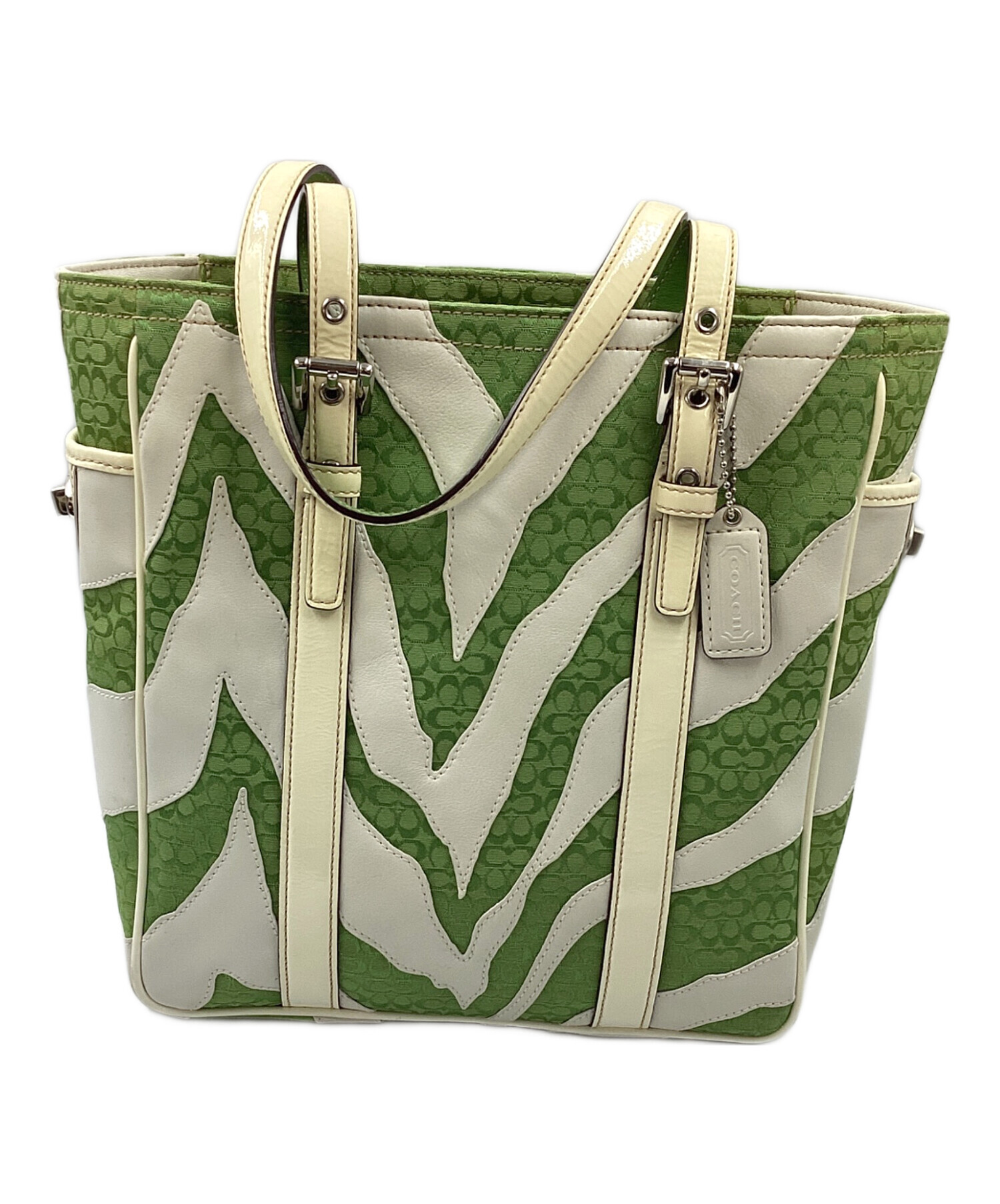 COACH コーチ デンプシー 2way トートバッグ マルチ グリーン 中古・古着通販】COACH (コーチ) トートバッグ ミニシグネチャー