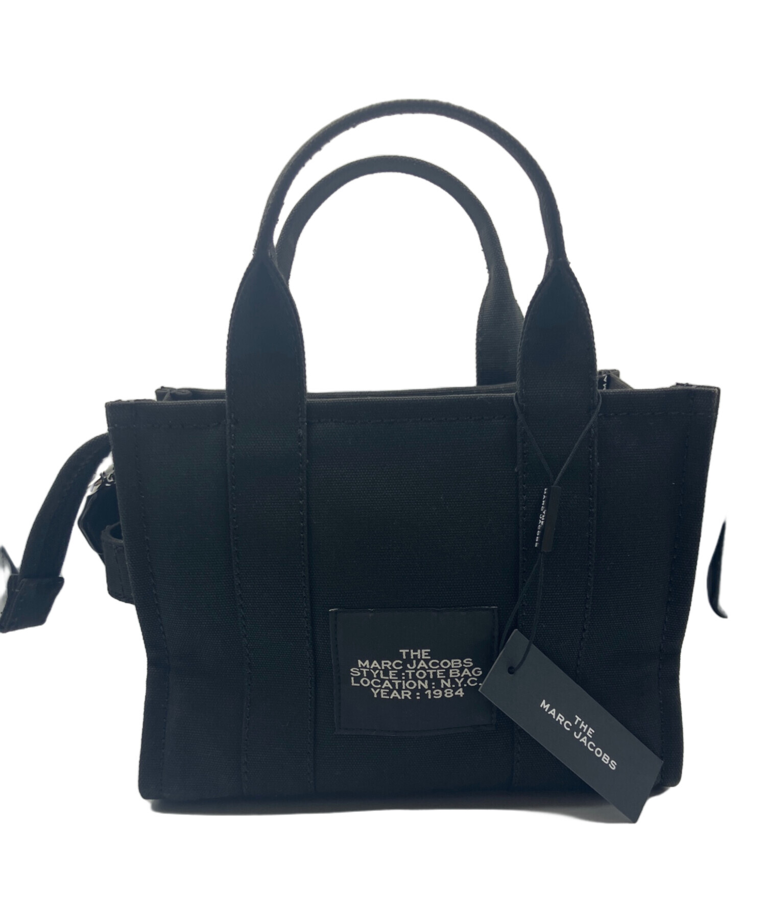 中古 MARC JACOBS THE TOTE BAG ブラック 中古・古着通販】MARC JACOBS (マークジェイコブス) THE CANVAS TOTE