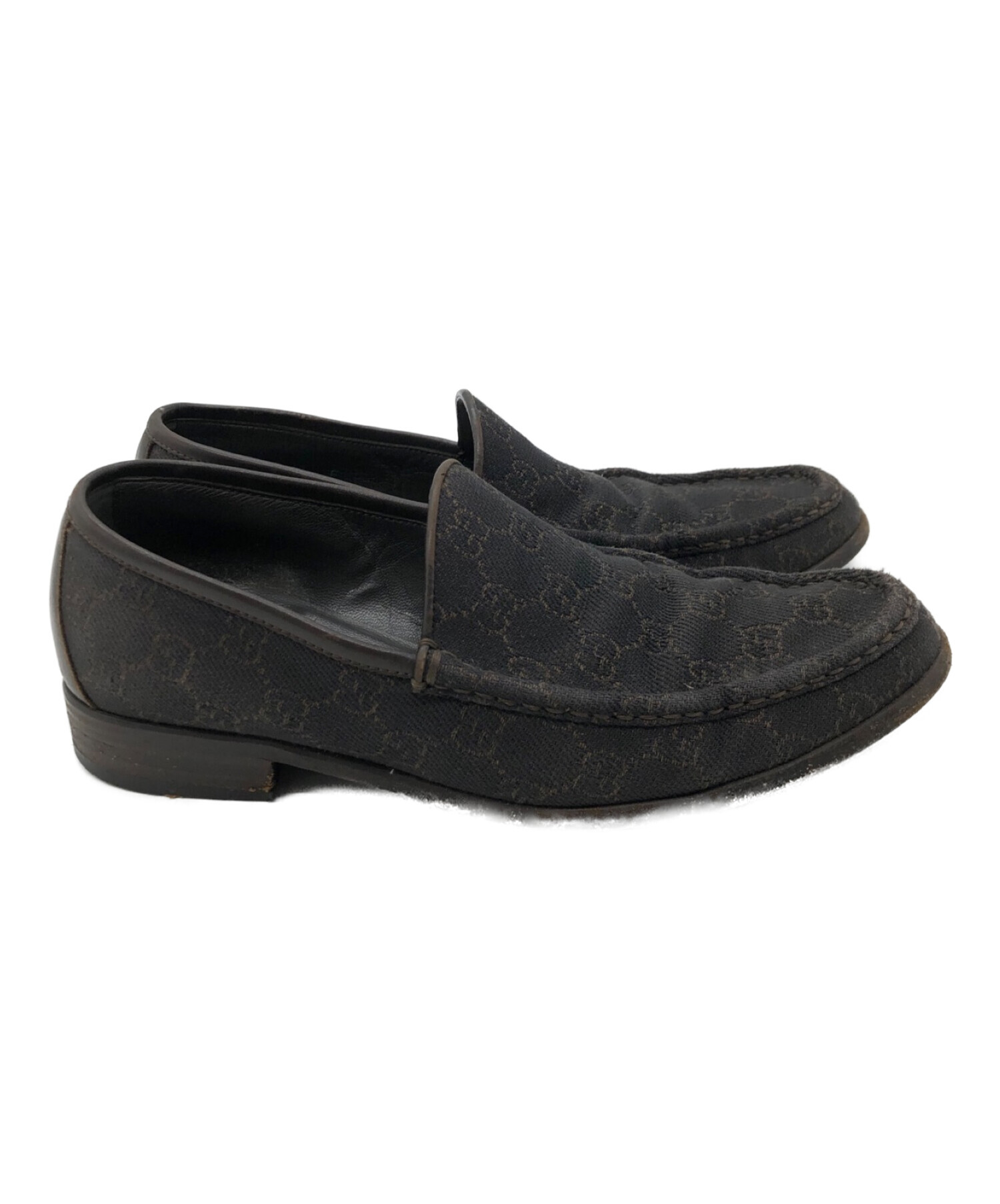 中古・古着通販】GUCCI (グッチ) GG柄スリッポン ブラック×ブラウン 