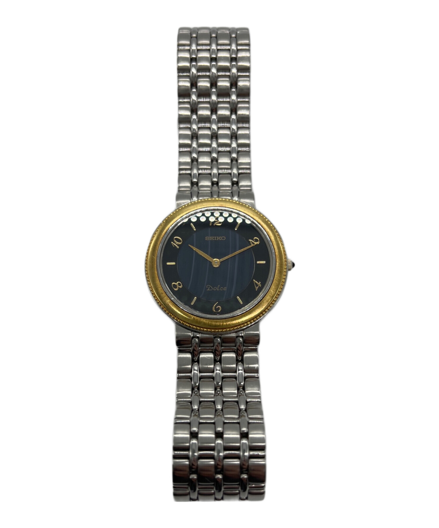 SEIKO セイコー ドルチェ ネイビー系変わり文字盤 クォーツ 中古品 中古・古着通販】SEIKO (セイコー) ドルチェ 腕時計 ブラック×ブルー