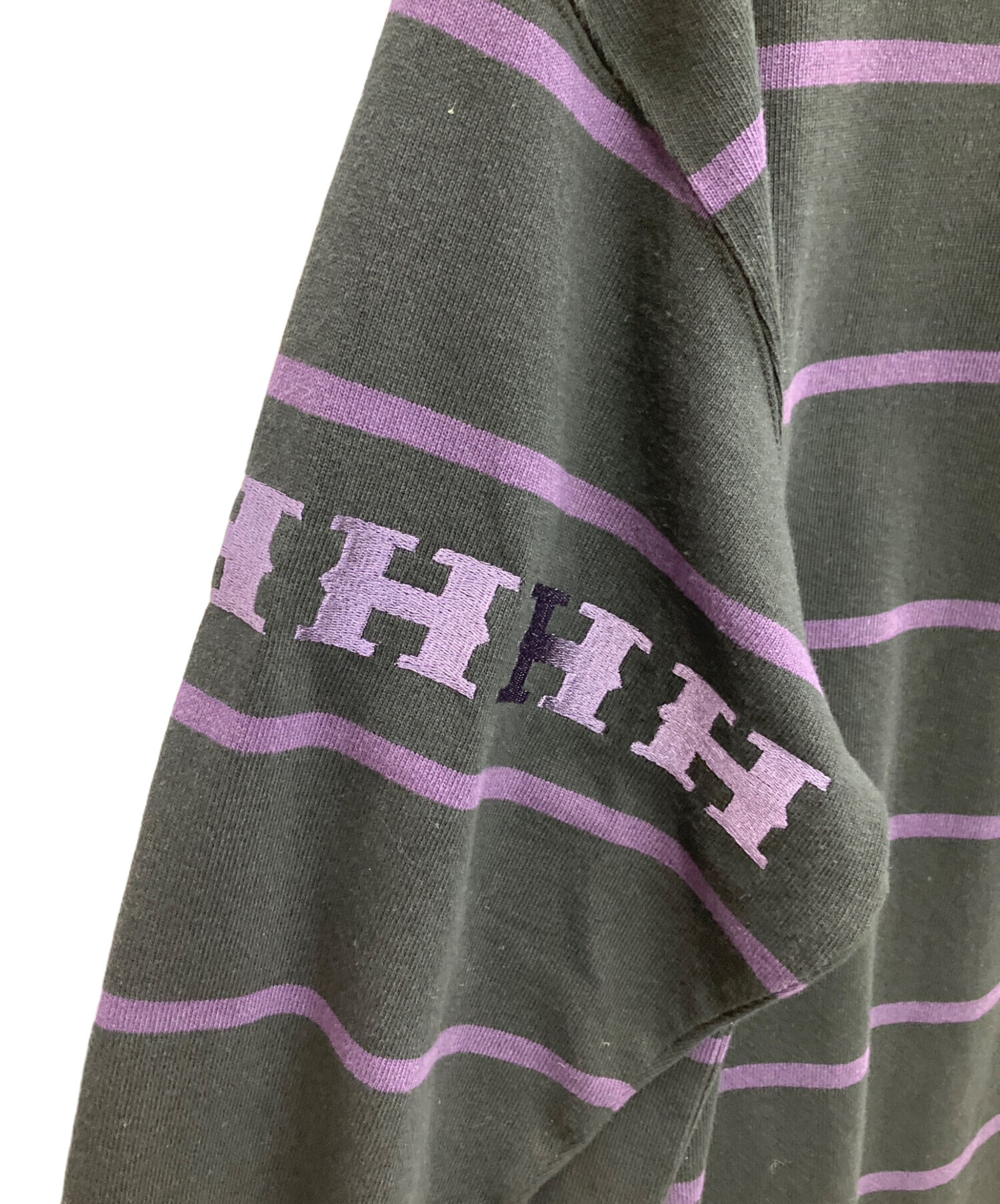 中古・古着通販】HUF (ハフ) ラガーシャツ ブラック×パープル サイズ:L 