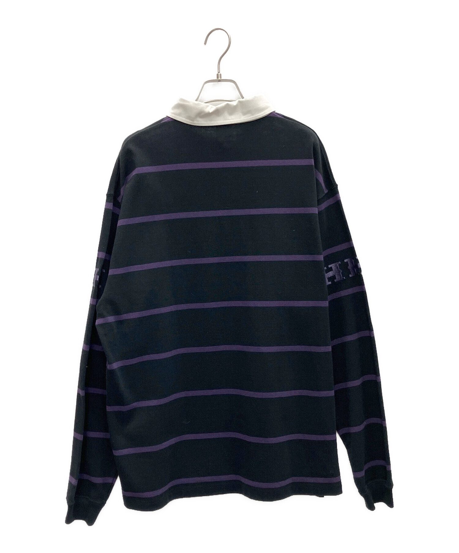 中古・古着通販】HUF (ハフ) ラガーシャツ ブラック×パープル サイズ:L