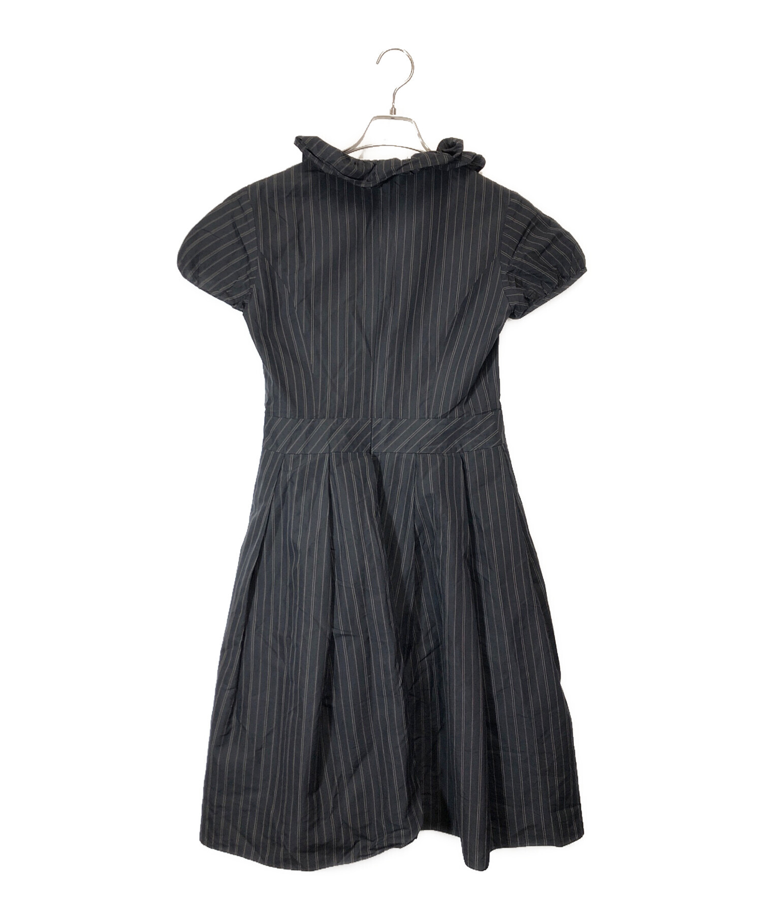 【未使用】Rene ルネ チェックショートスリーブ Aラインワンピース 36 黒 未使用】Rene ルネ チェックショートスリーブ Aラインワンピース 36 黒