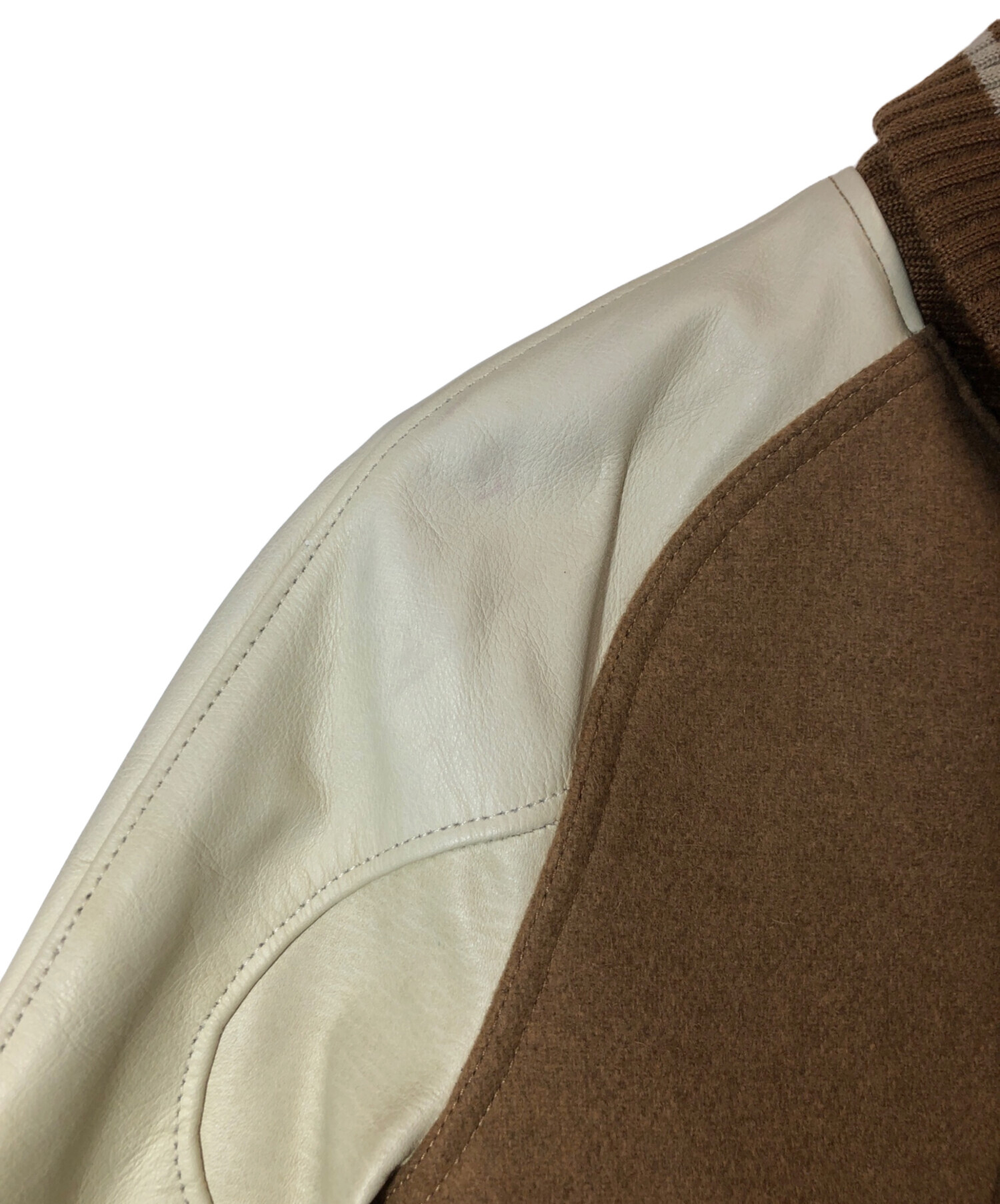 中古・古着通販】acanthus (アカンサス) スタジャン ベージュ×ブラウン