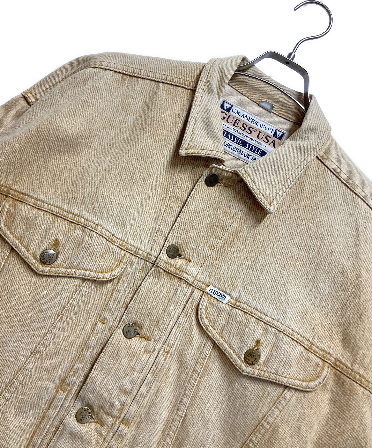 中古・古着通販】GUESS (ゲス) デニムジャケット ベージュ サイズ:L
